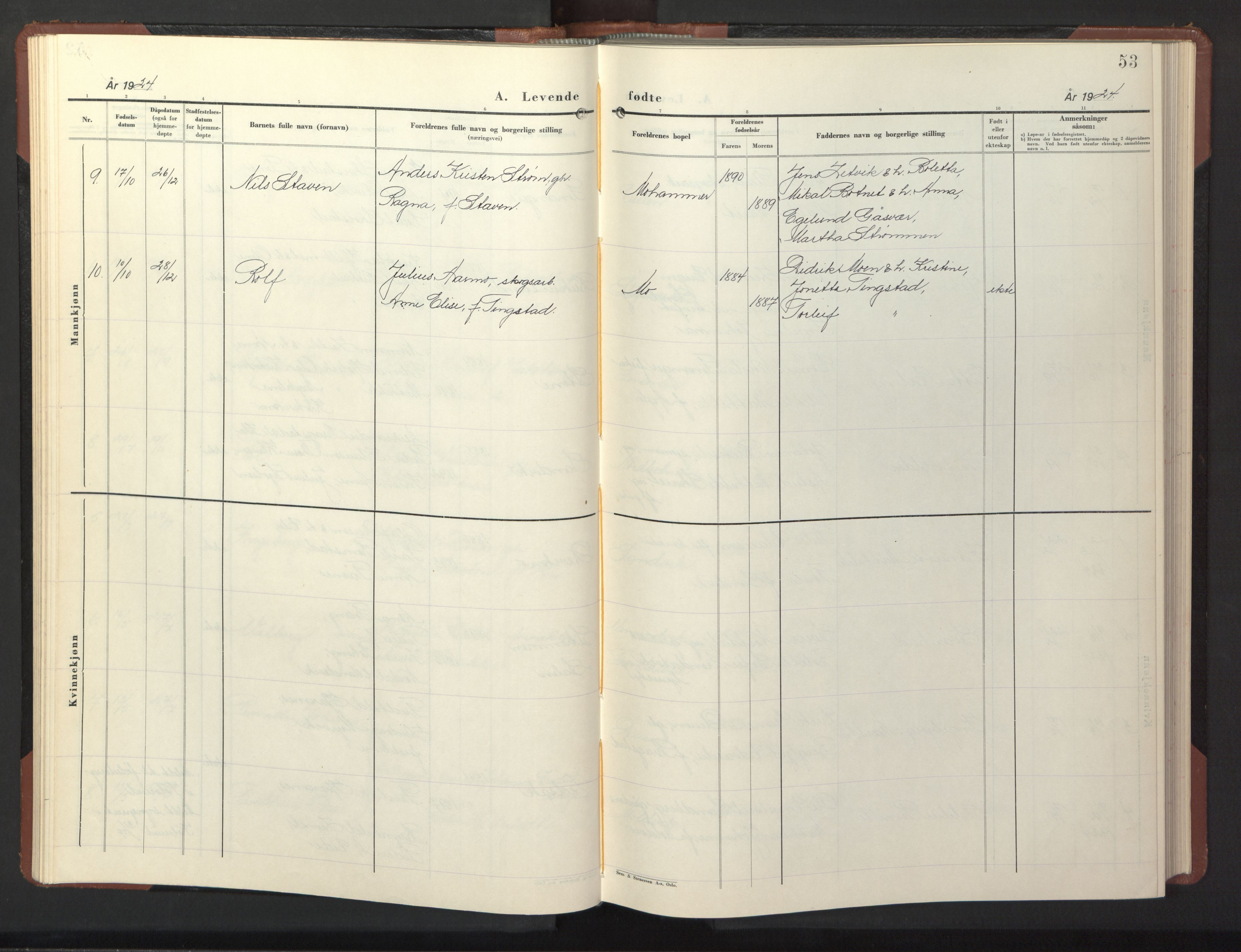 Ministerialprotokoller, klokkerbøker og fødselsregistre - Nord-Trøndelag, SAT/A-1458/773/L0625: Parish register (copy) no. 773C01, 1910-1952, p. 53