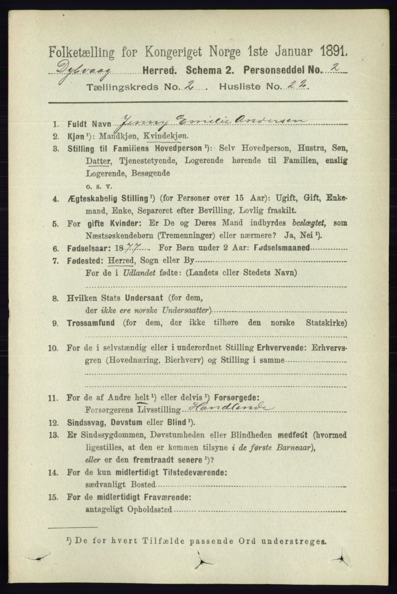 RA, 1891 census for 0915 Dypvåg, 1891, p. 641