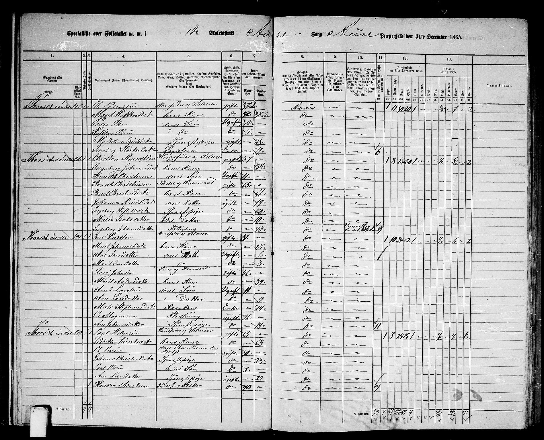 RA, 1865 census for Aure, 1865, p. 13