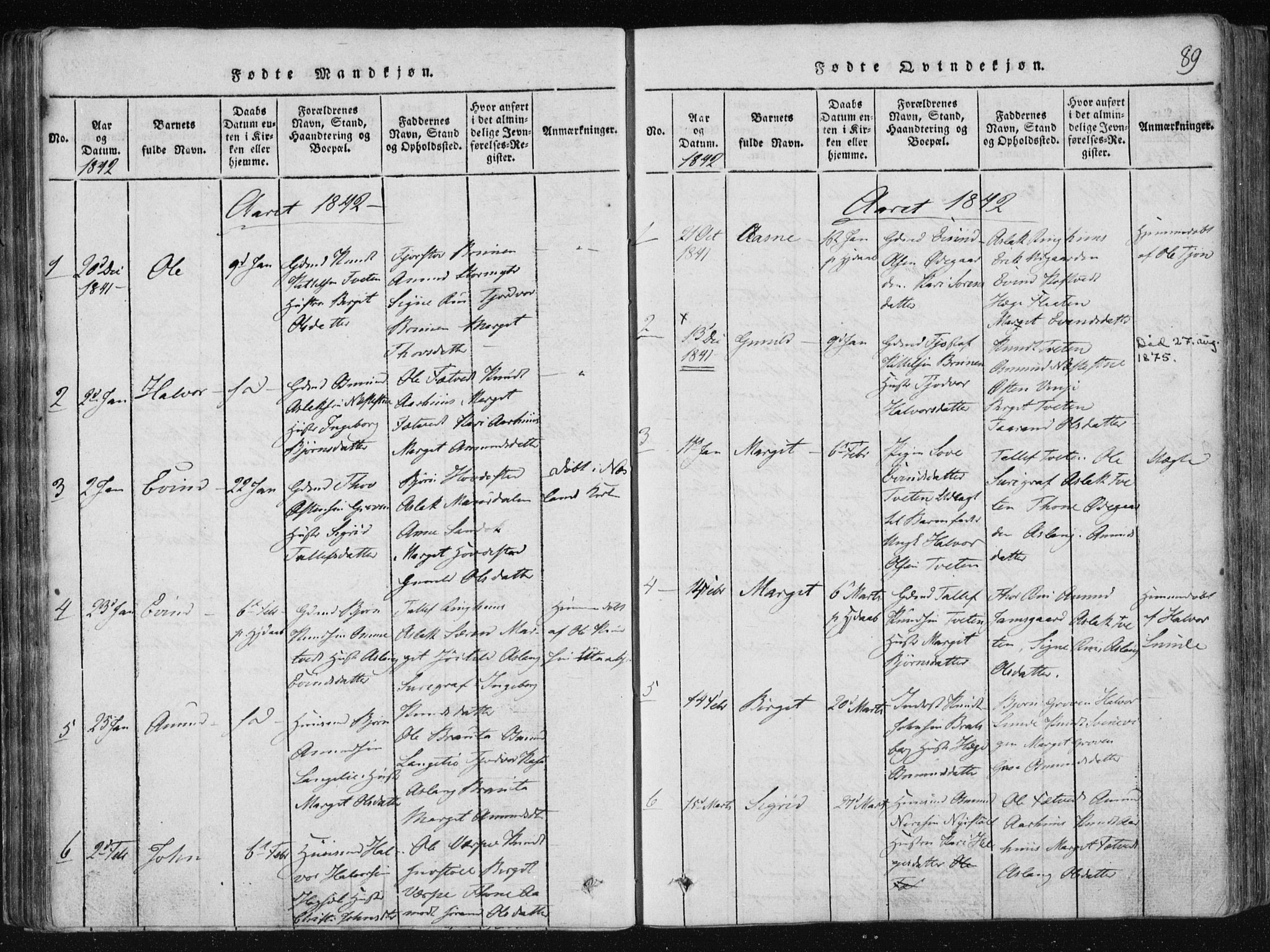 Vinje kirkebøker, SAKO/A-312/F/Fa/L0003: Parish register (official) no. I 3, 1814-1843, p. 89