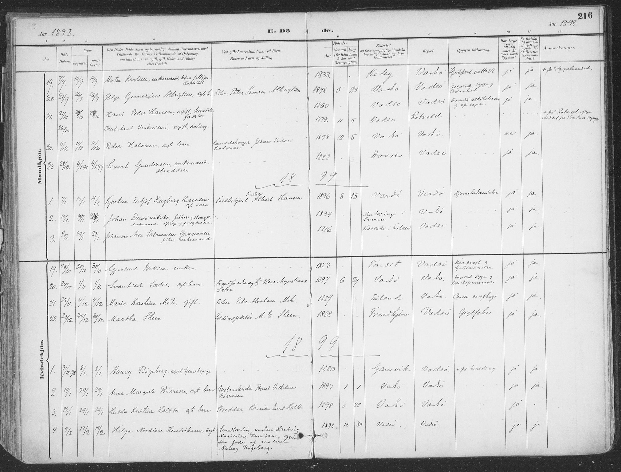 Vadsø sokneprestkontor, SATØ/S-1325/H/Ha/L0007kirke: Parish register (official) no. 7, 1896-1916, p. 216
