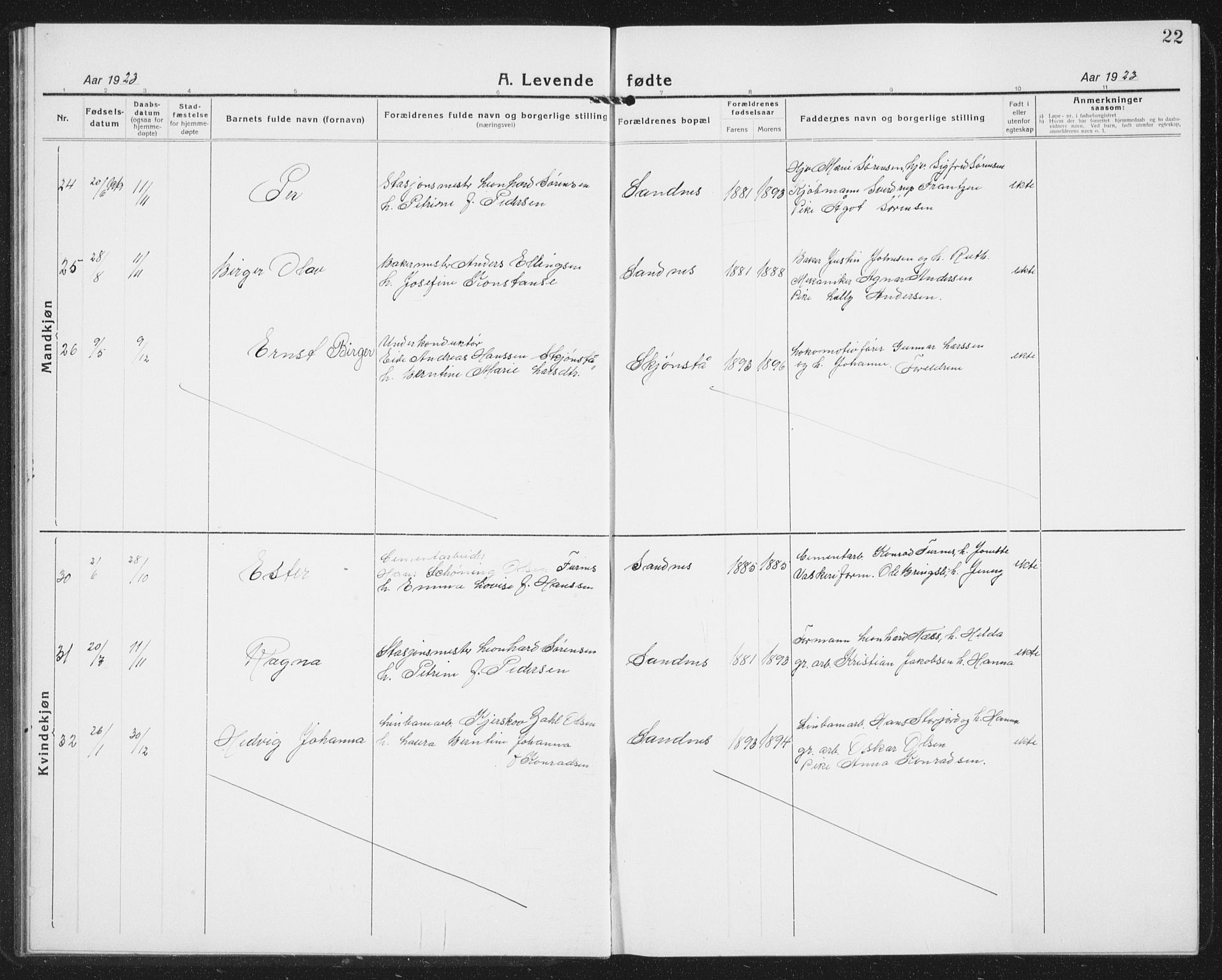 Ministerialprotokoller, klokkerbøker og fødselsregistre - Nordland, AV/SAT-A-1459/850/L0718: Parish register (copy) no. 850C02, 1921-1941, p. 22