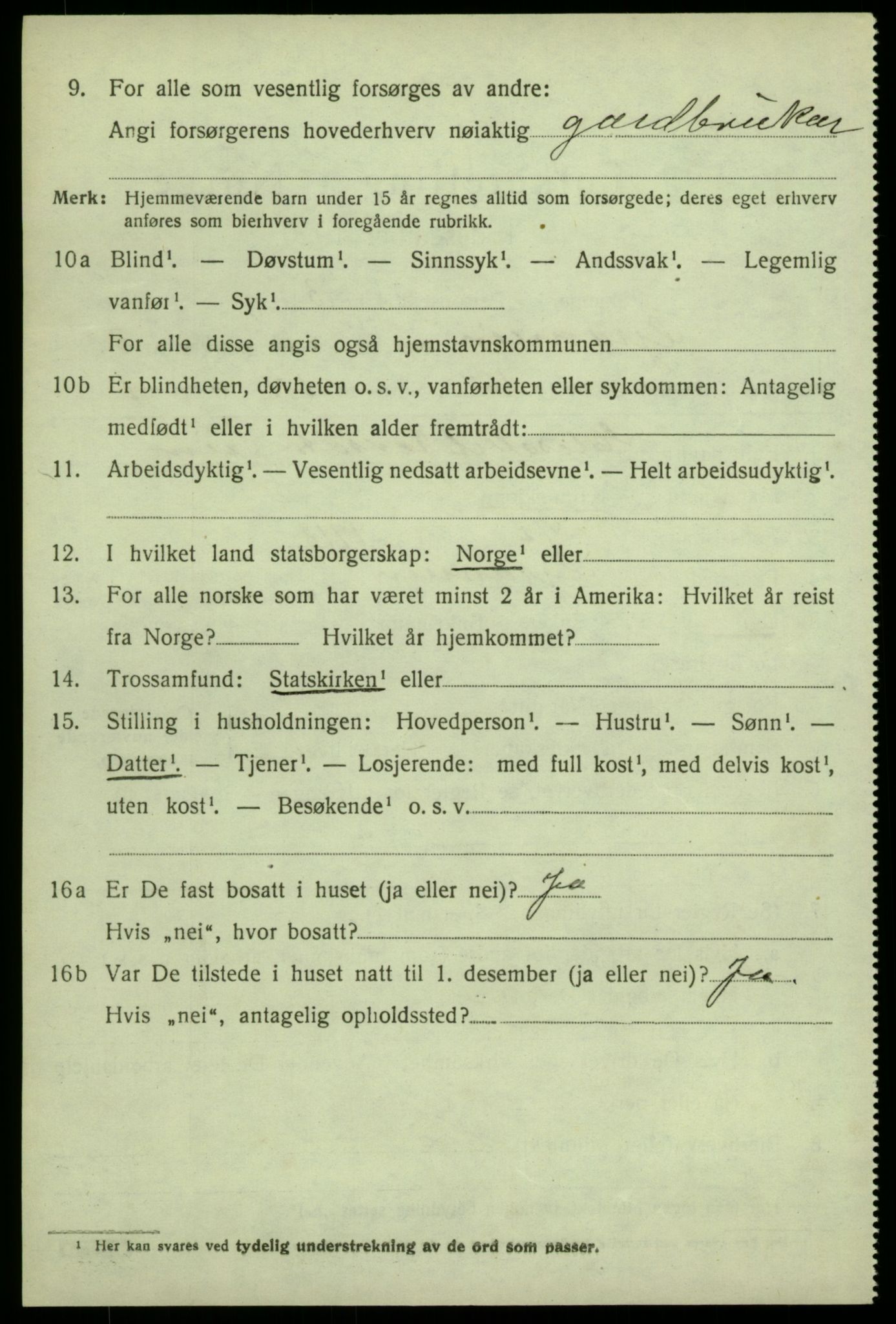 SAB, 1920 census for Granvin, 1920, p. 1313
