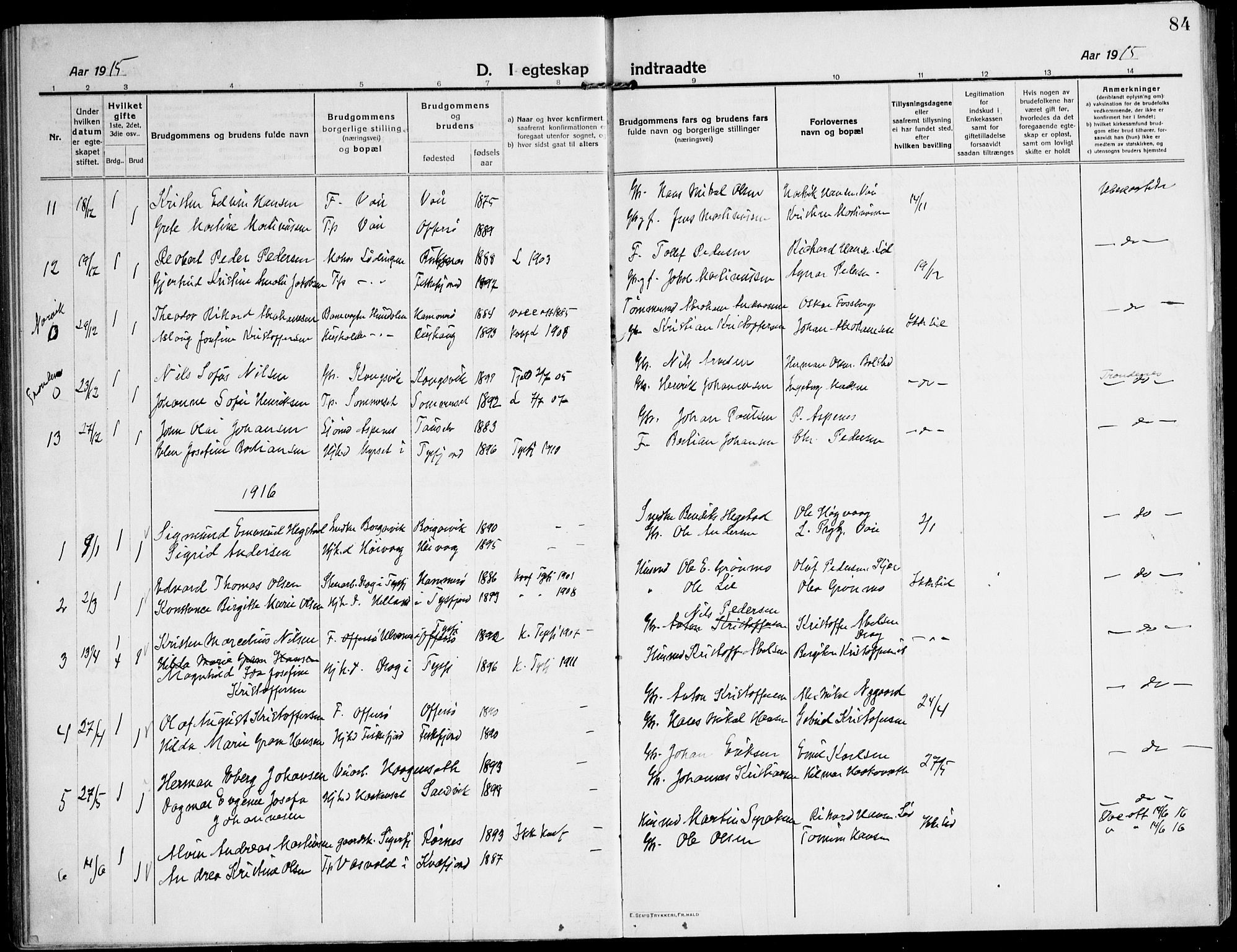 Ministerialprotokoller, klokkerbøker og fødselsregistre - Nordland, AV/SAT-A-1459/872/L1037: Parish register (official) no. 872A12, 1914-1925, p. 84