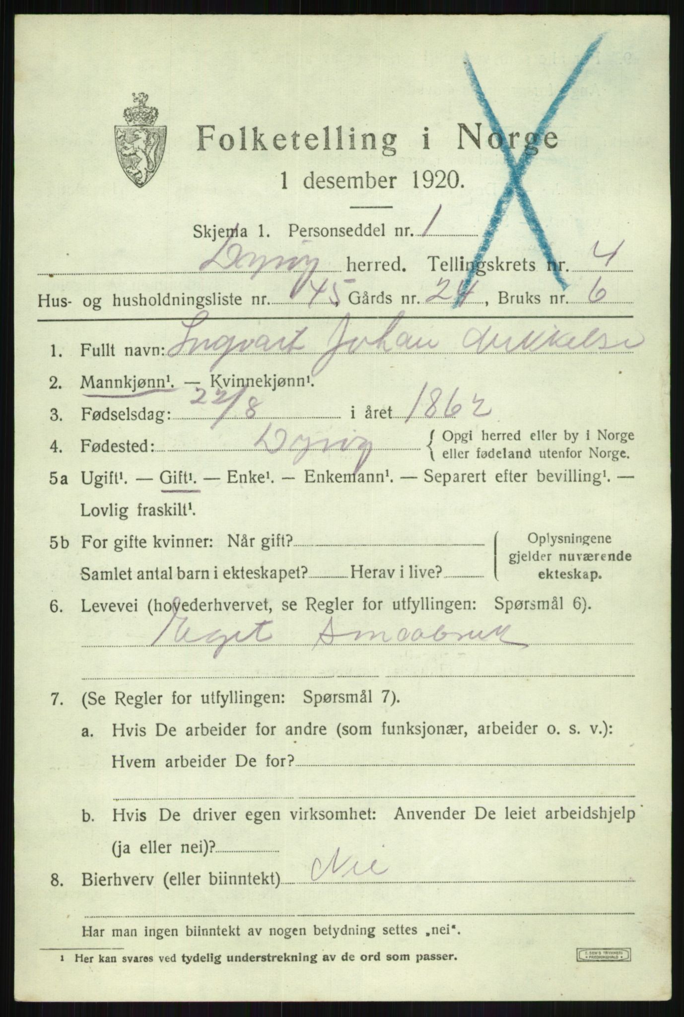 SATØ, 1920 census for Dyrøy, 1920, p. 2693