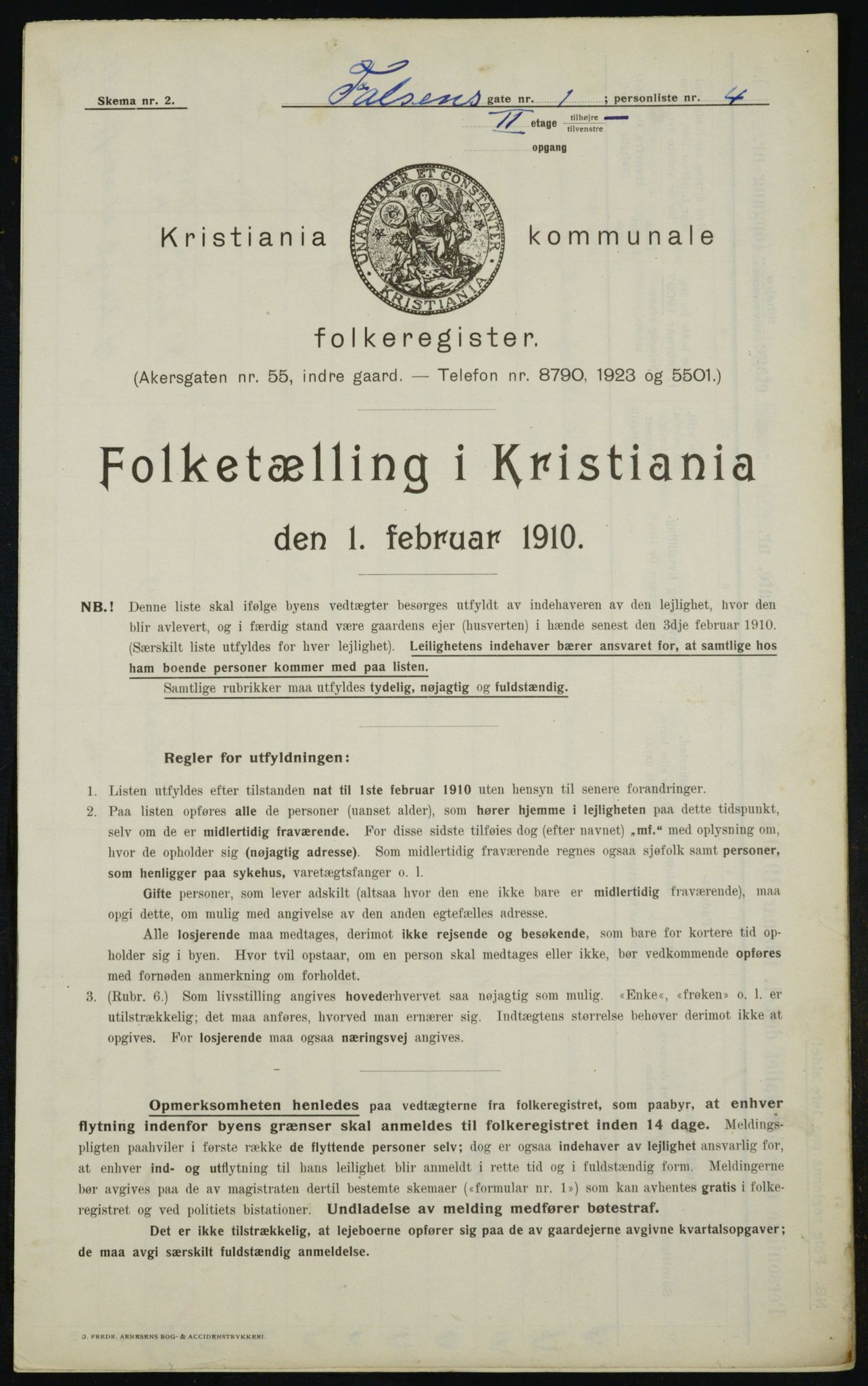 OBA, Municipal Census 1910 for Kristiania, 1910, p. 21868