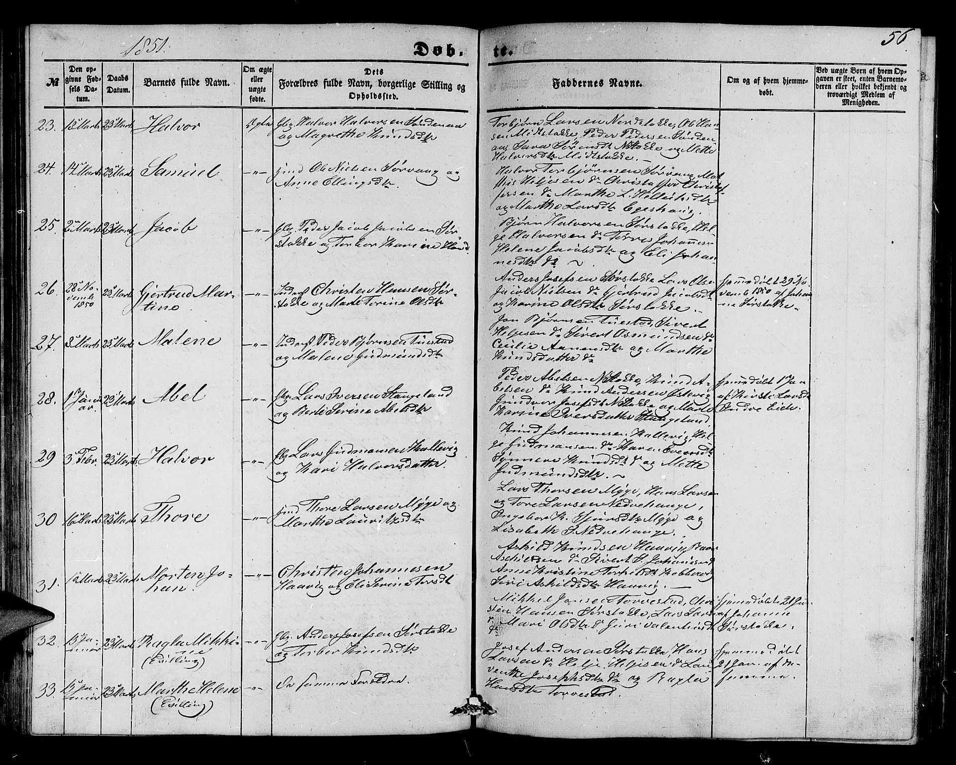 Avaldsnes sokneprestkontor, AV/SAST-A -101851/H/Ha/Hab/L0002: Parish register (copy) no. B 2, 1848-1856, p. 56