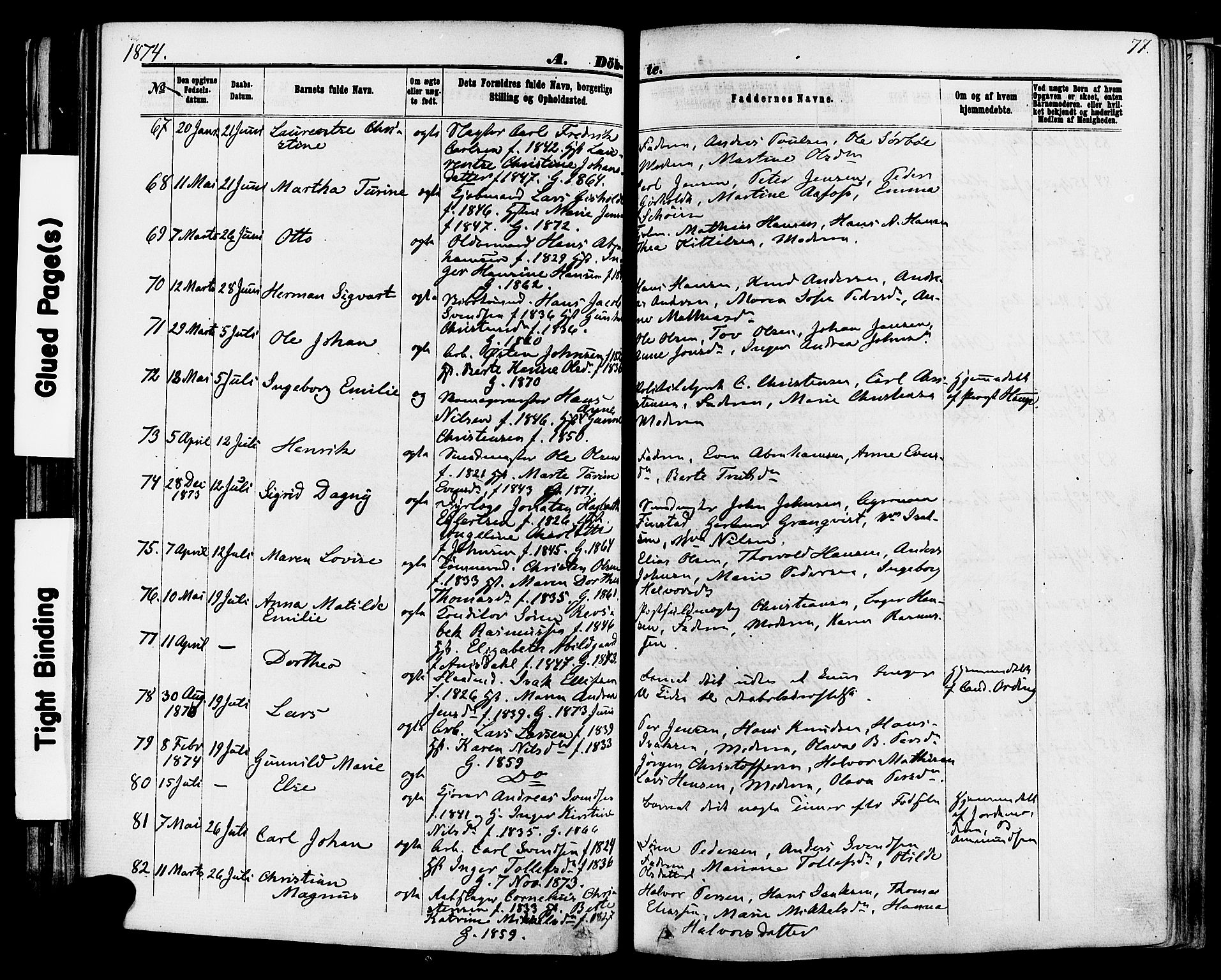 Skien kirkebøker, SAKO/A-302/F/Fa/L0008: Parish register (official) no. 8, 1866-1877, p. 77