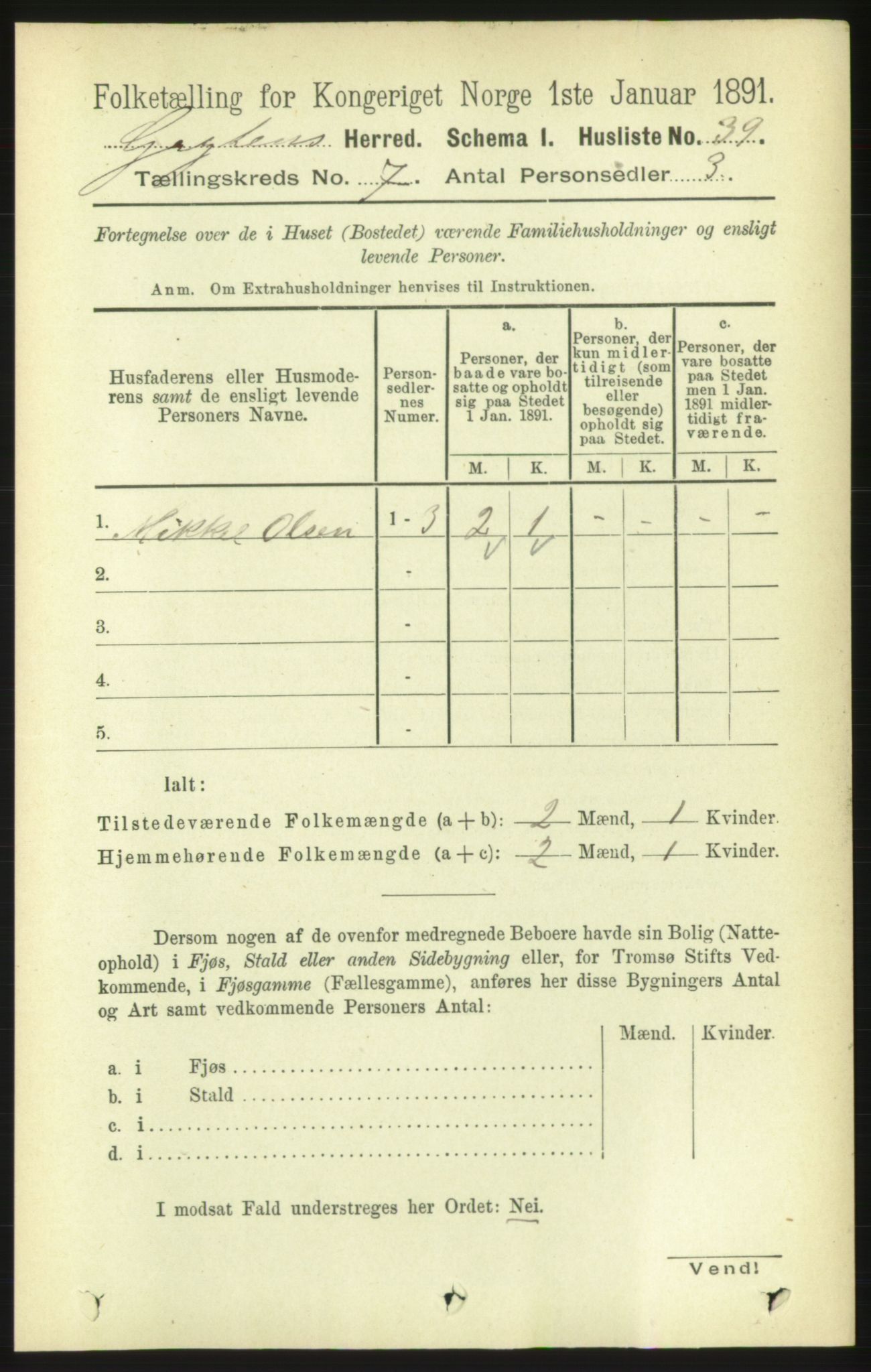 RA, 1891 census for 1539 Grytten, 1891, p. 2858