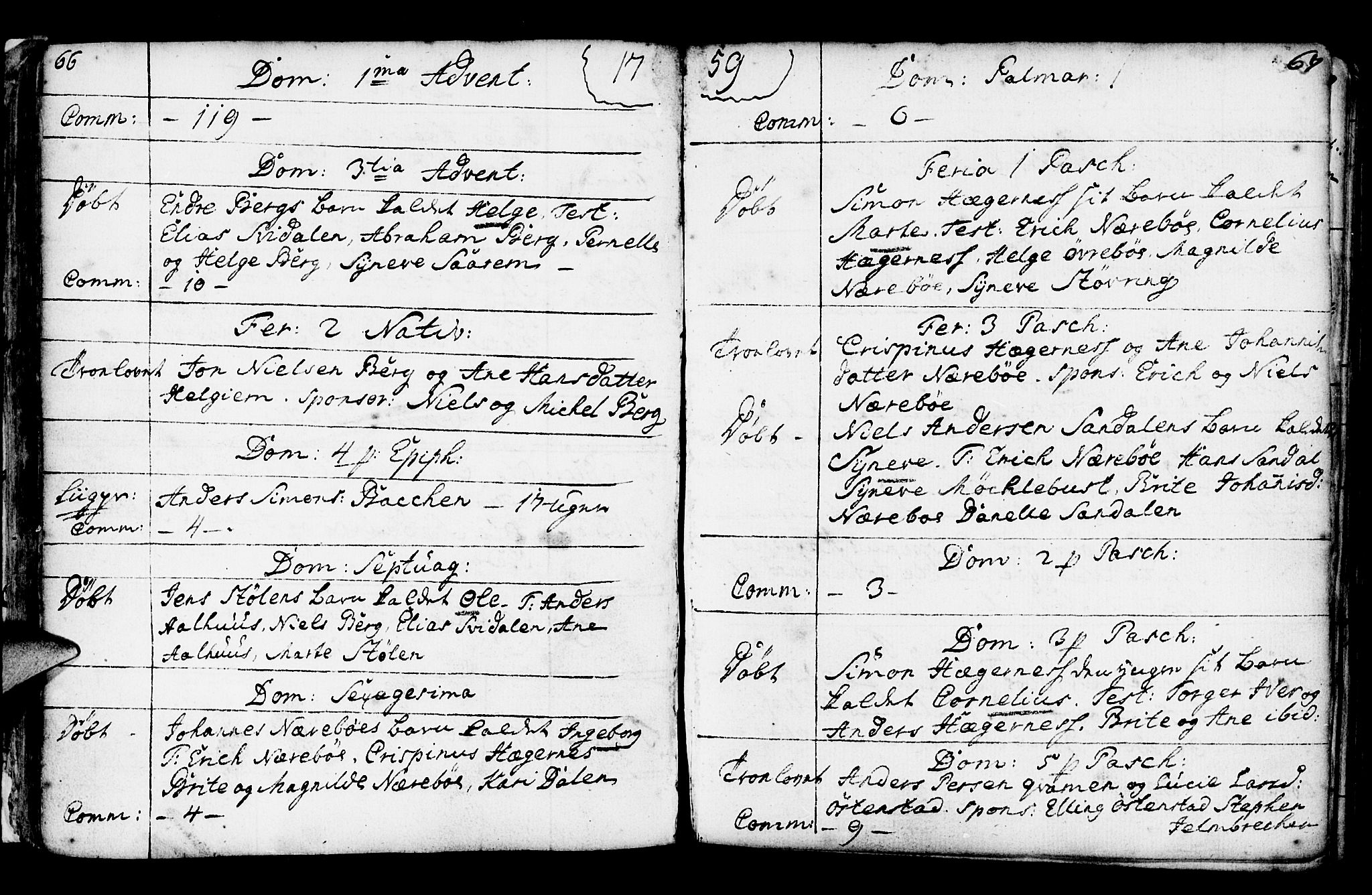 Jølster sokneprestembete, SAB/A-80701/H/Haa/Haaa/L0003: Parish register (official) no. A 3, 1748-1789, p. 66-67