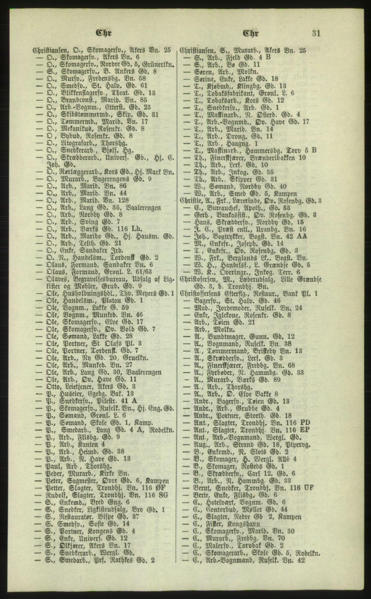 Kristiania/Oslo adressebok, PUBL/-, 1879, p. 31