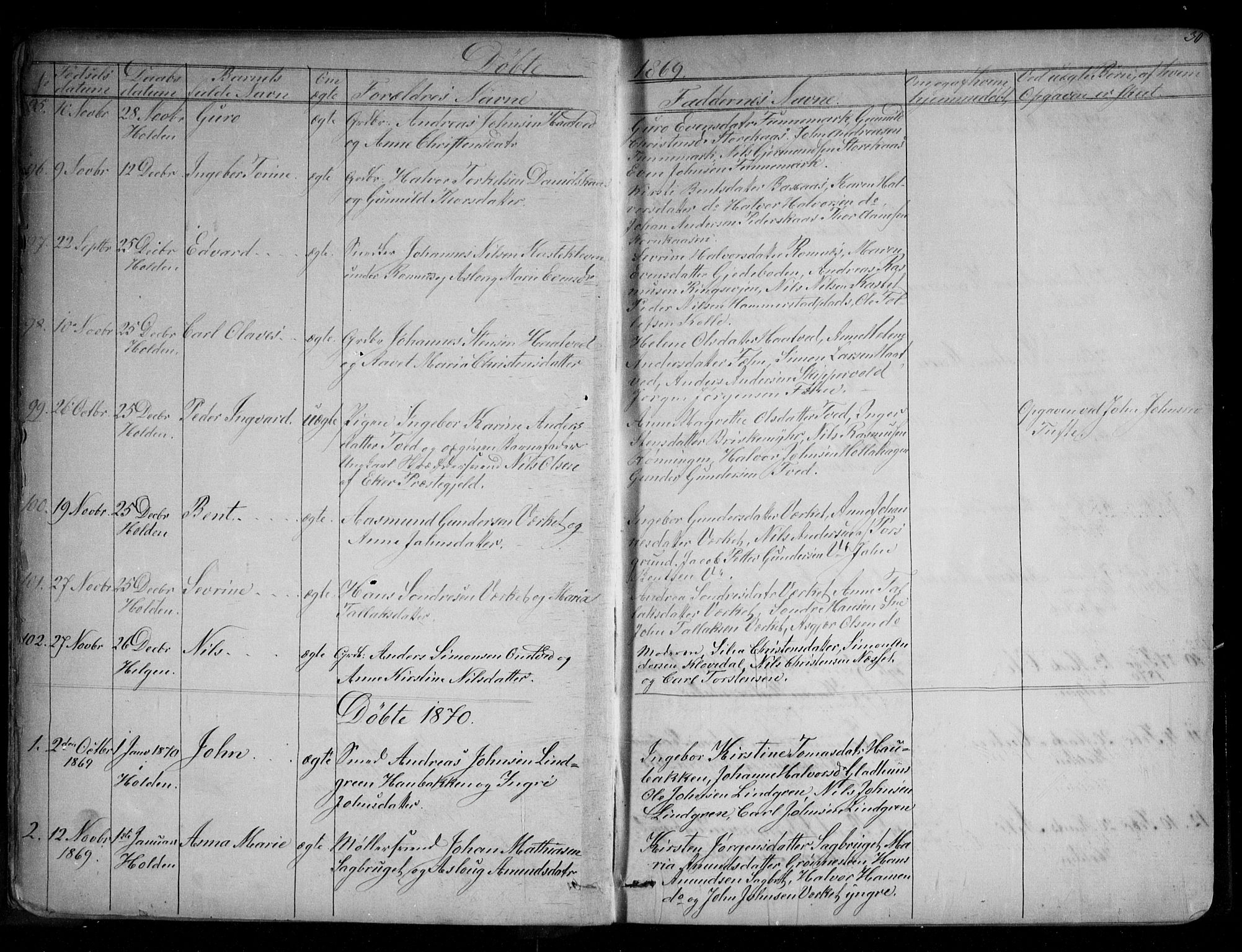 Holla kirkebøker, AV/SAKO-A-272/G/Ga/L0004: Parish register (copy) no. I 4, 1867-1890, p. 30