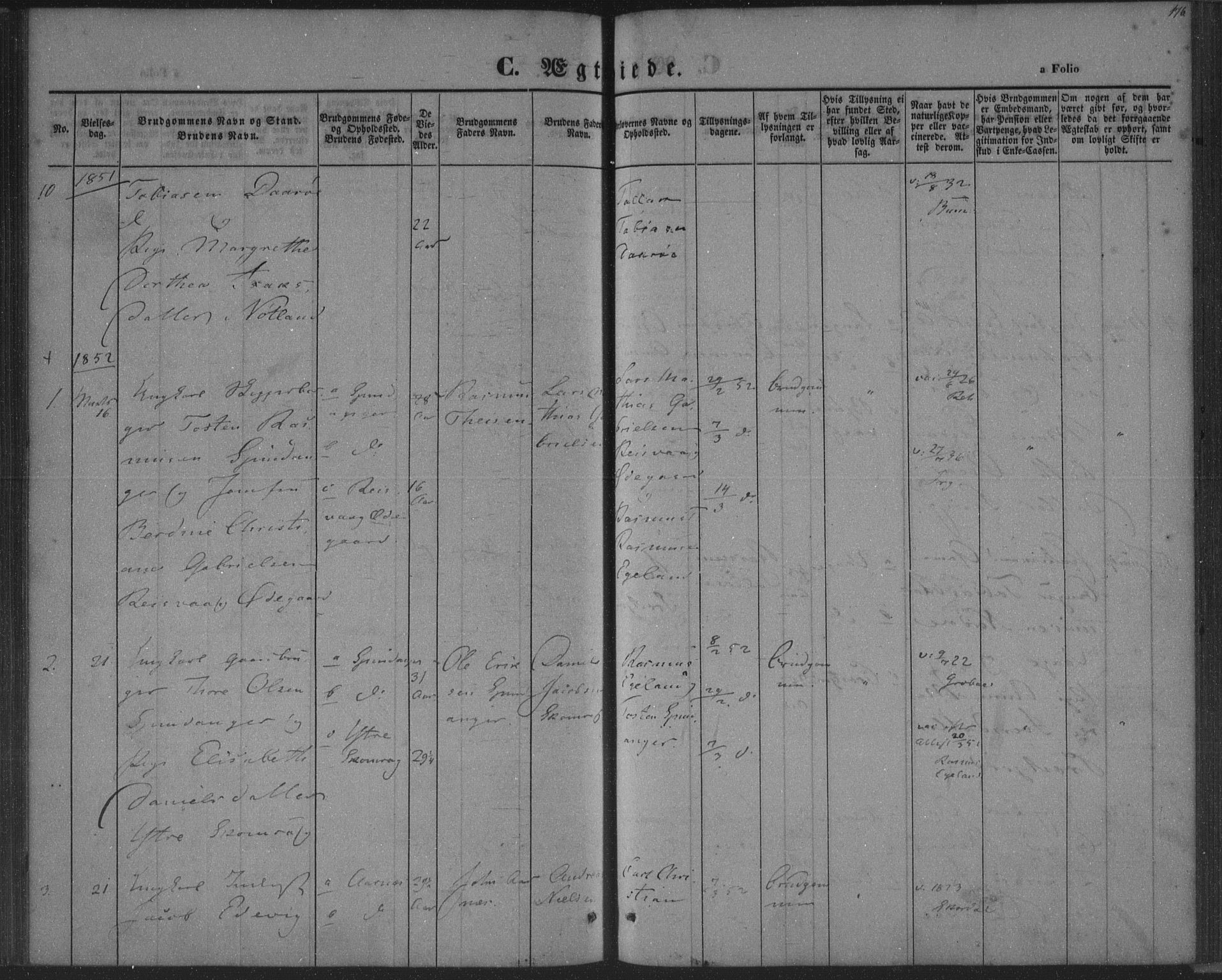 Herad sokneprestkontor, SAK/1111-0018/F/Fa/Fab/L0003: Parish register (official) no. A 3, 1844-1853, p. 176