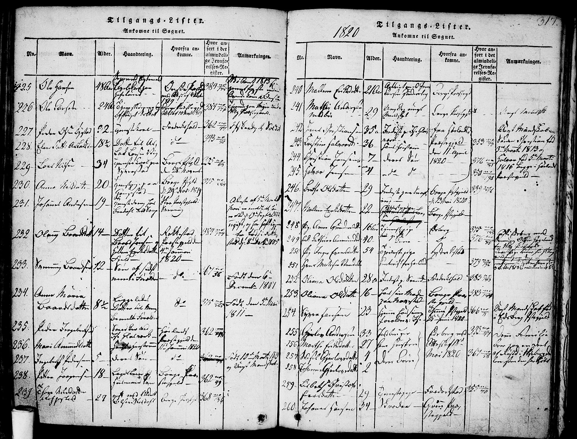 Skjeberg prestekontor Kirkebøker, SAO/A-10923/F/Fa/L0004: Parish register (official) no. I 4, 1815-1830, p. 317