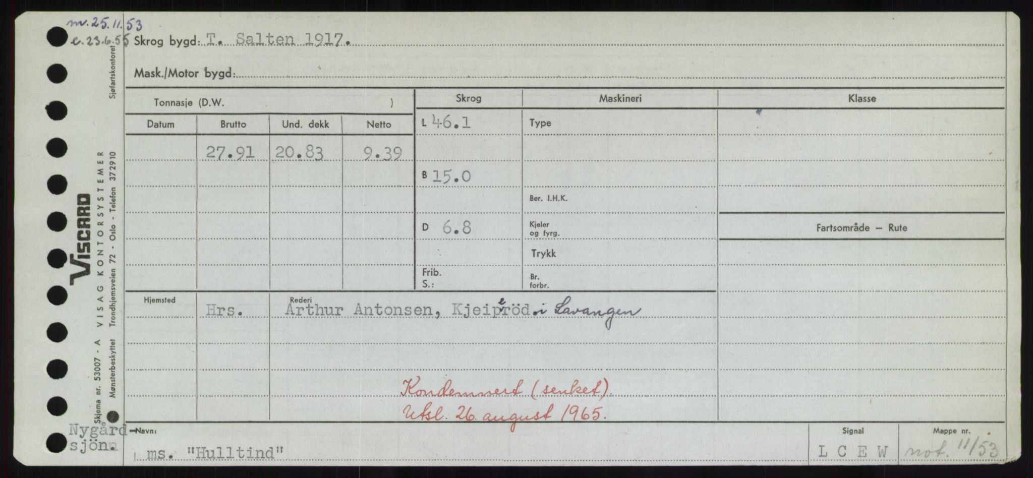 Sjøfartsdirektoratet med forløpere, Skipsmålingen, RA/S-1627/H/Hd/L0017: Fartøy, Holi-Hå, p. 157