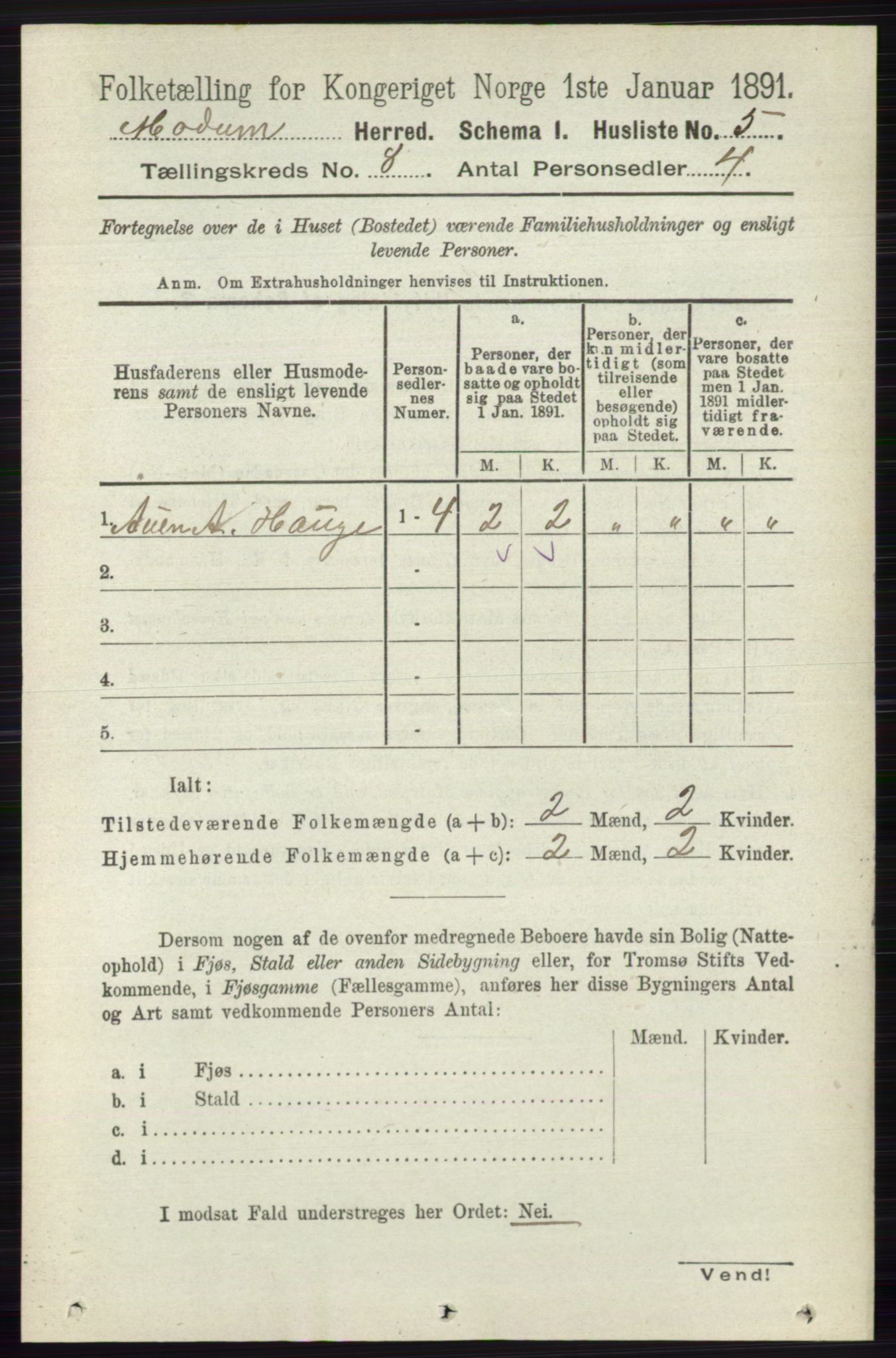 RA, 1891 census for 0623 Modum, 1891, p. 2787