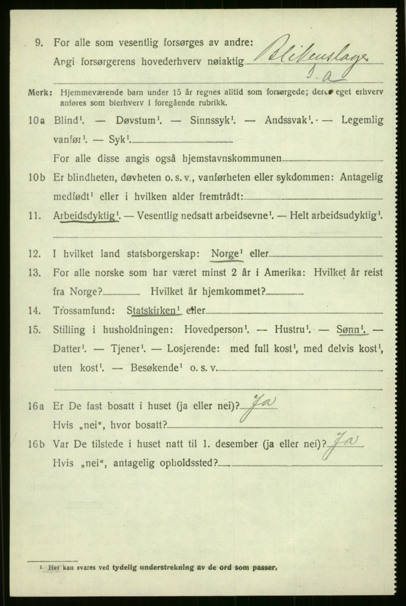 SAB, 1920 census for Voss, 1920, p. 7888