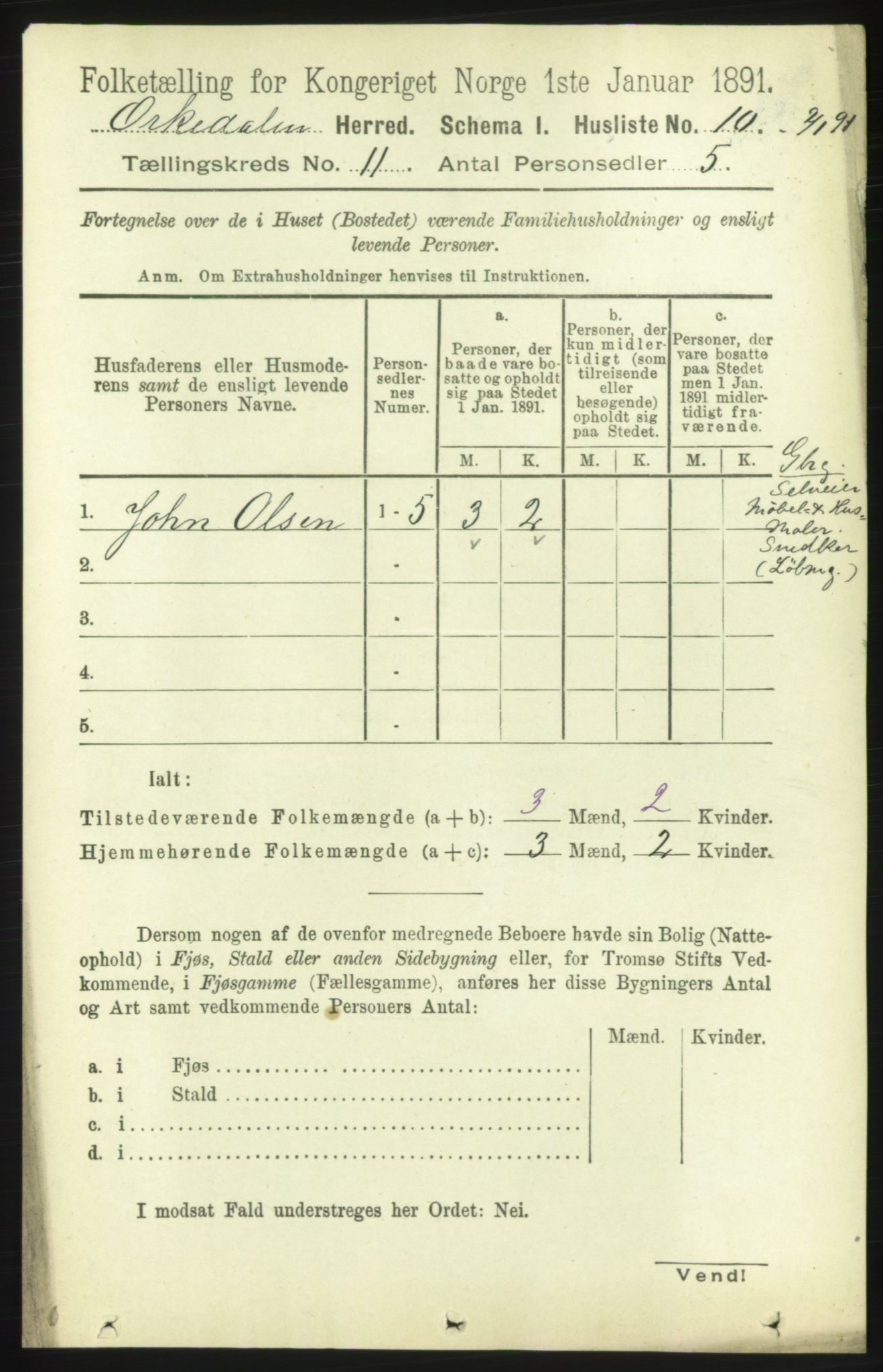 RA, 1891 census for 1638 Orkdal, 1891, p. 5089