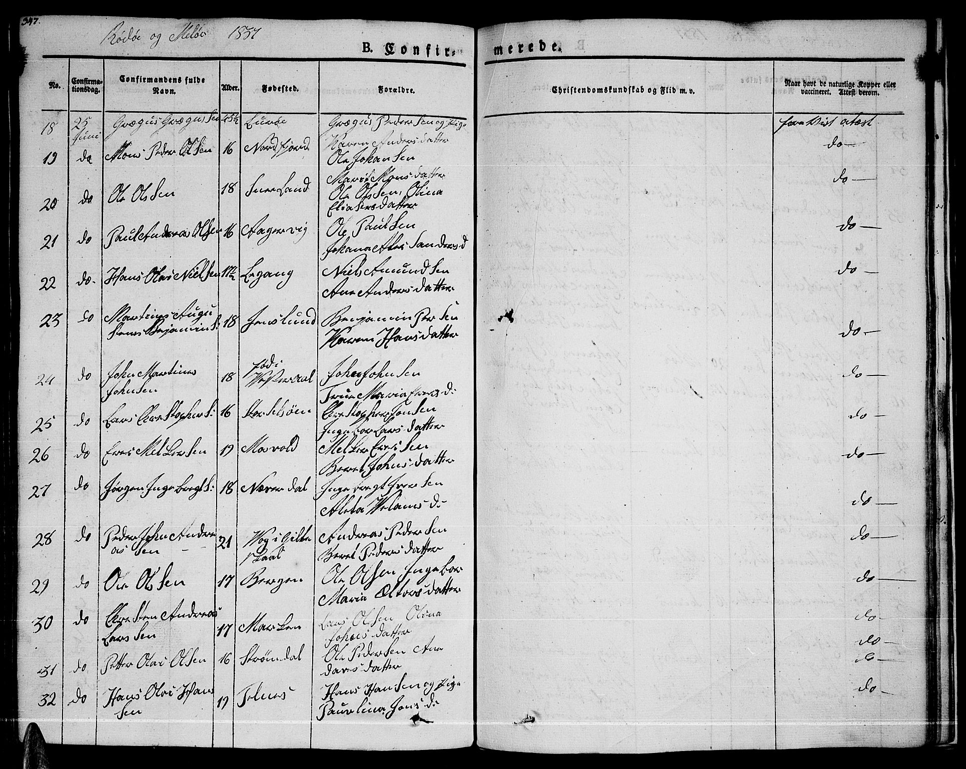 Ministerialprotokoller, klokkerbøker og fødselsregistre - Nordland, SAT/A-1459/841/L0598: Parish register (official) no. 841A06 /1, 1825-1844, p. 347