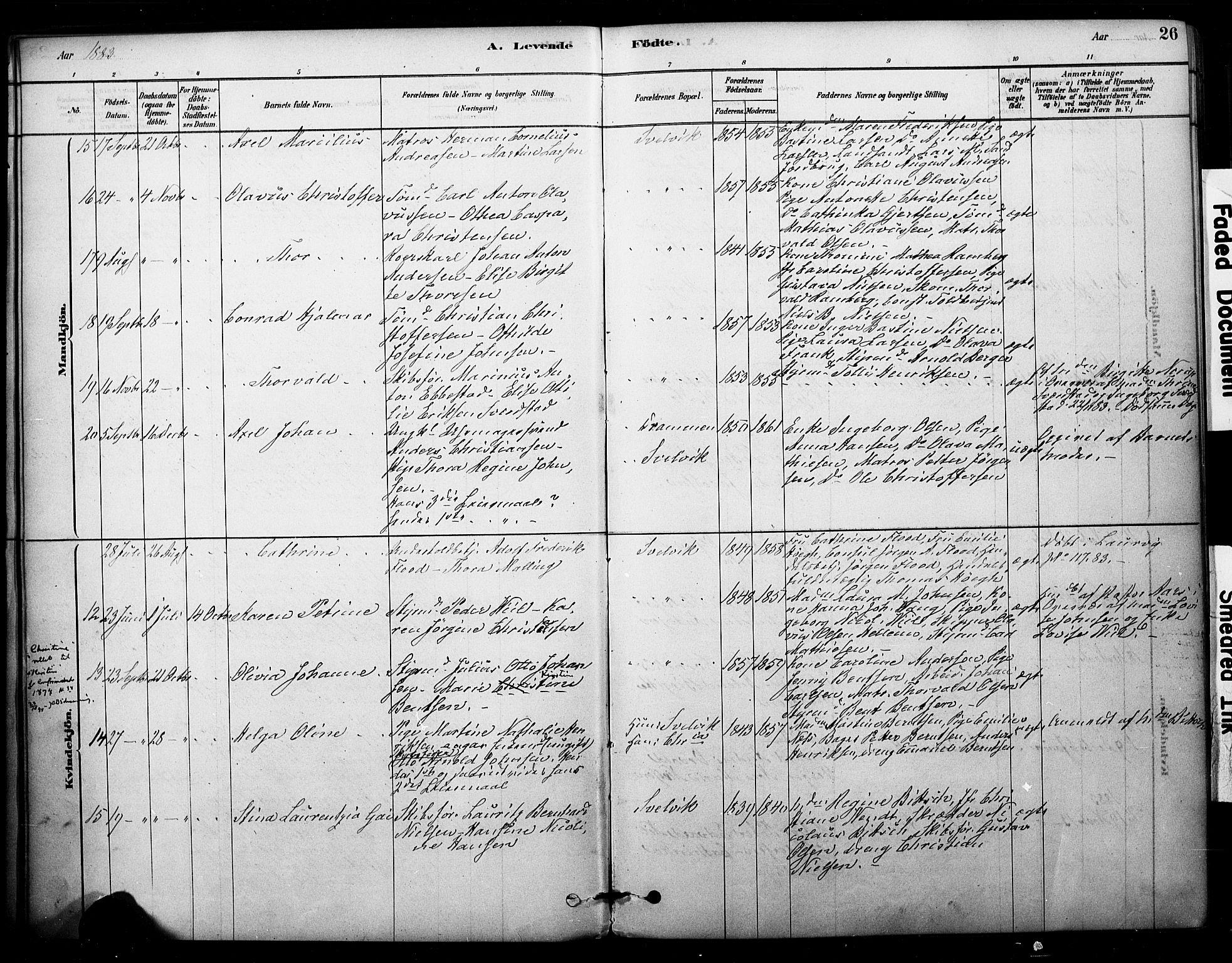 Strømm kirkebøker, AV/SAKO-A-322/F/Fb/L0001: Parish register (official) no. II 1, 1878-1899, p. 26