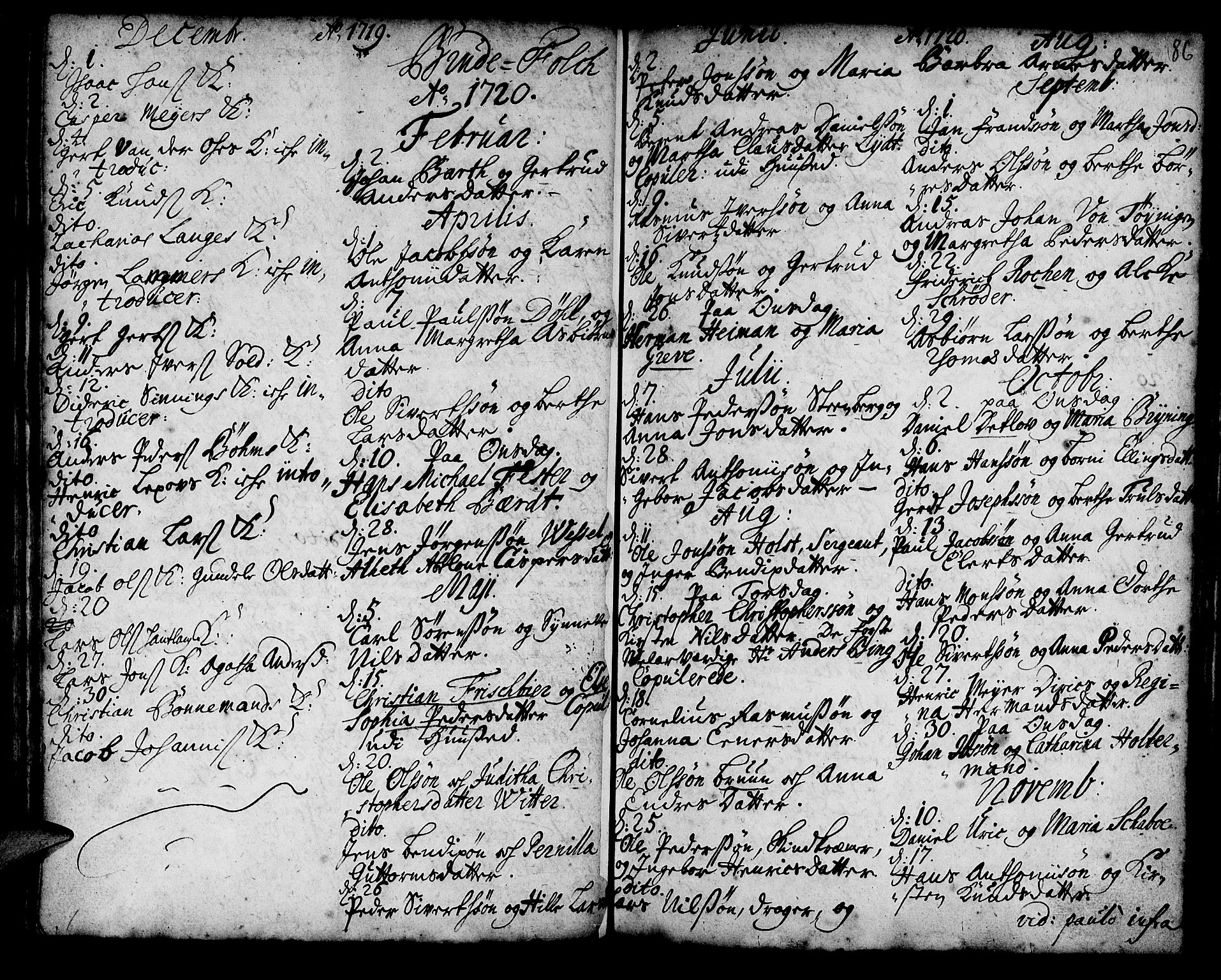Korskirken sokneprestembete, SAB/A-76101/H/Haa/L0008: Parish register (official) no. A 8, 1698-1747, p. 86