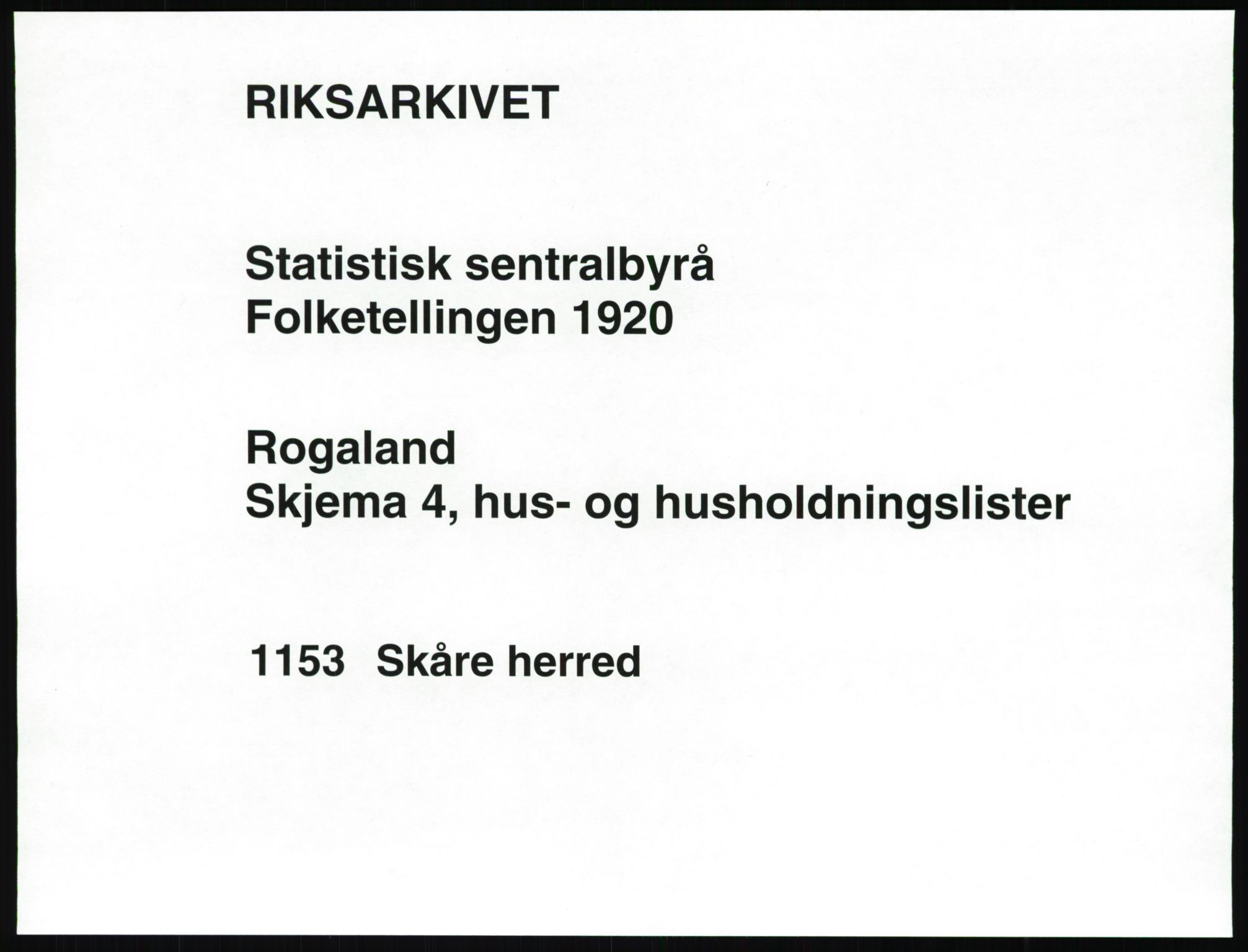 SAST, 1920 census for Skåre, 1920, p. 44