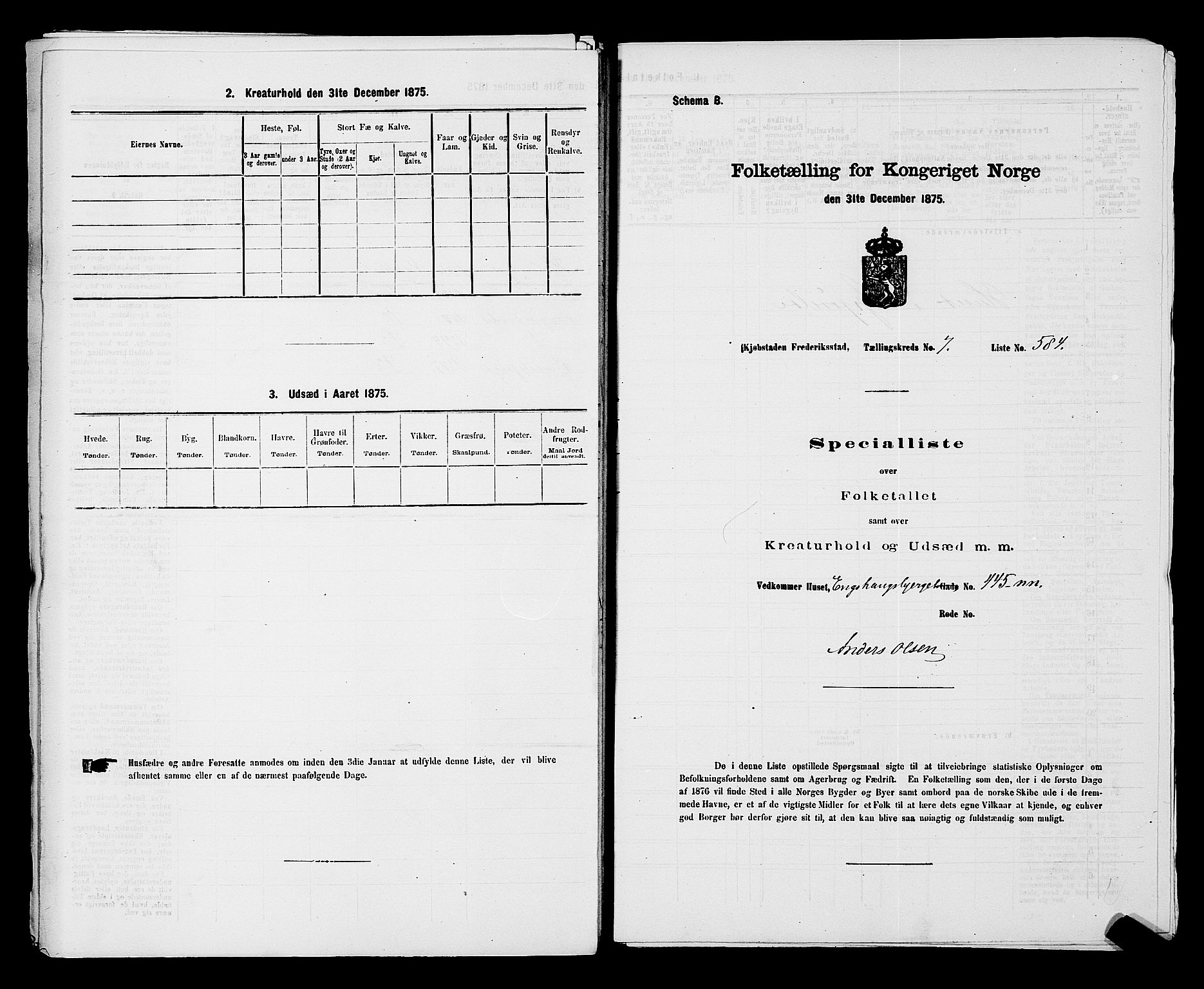 RA, 1875 census for 0103B Fredrikstad/Fredrikstad, 1875, p. 1333