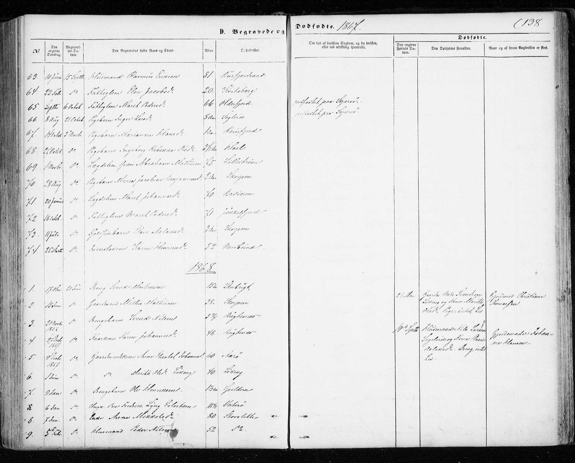 Skjervøy sokneprestkontor, SATØ/S-1300/H/Ha/Haa/L0011kirke: Parish register (official) no. 11, 1861-1877, p. 138