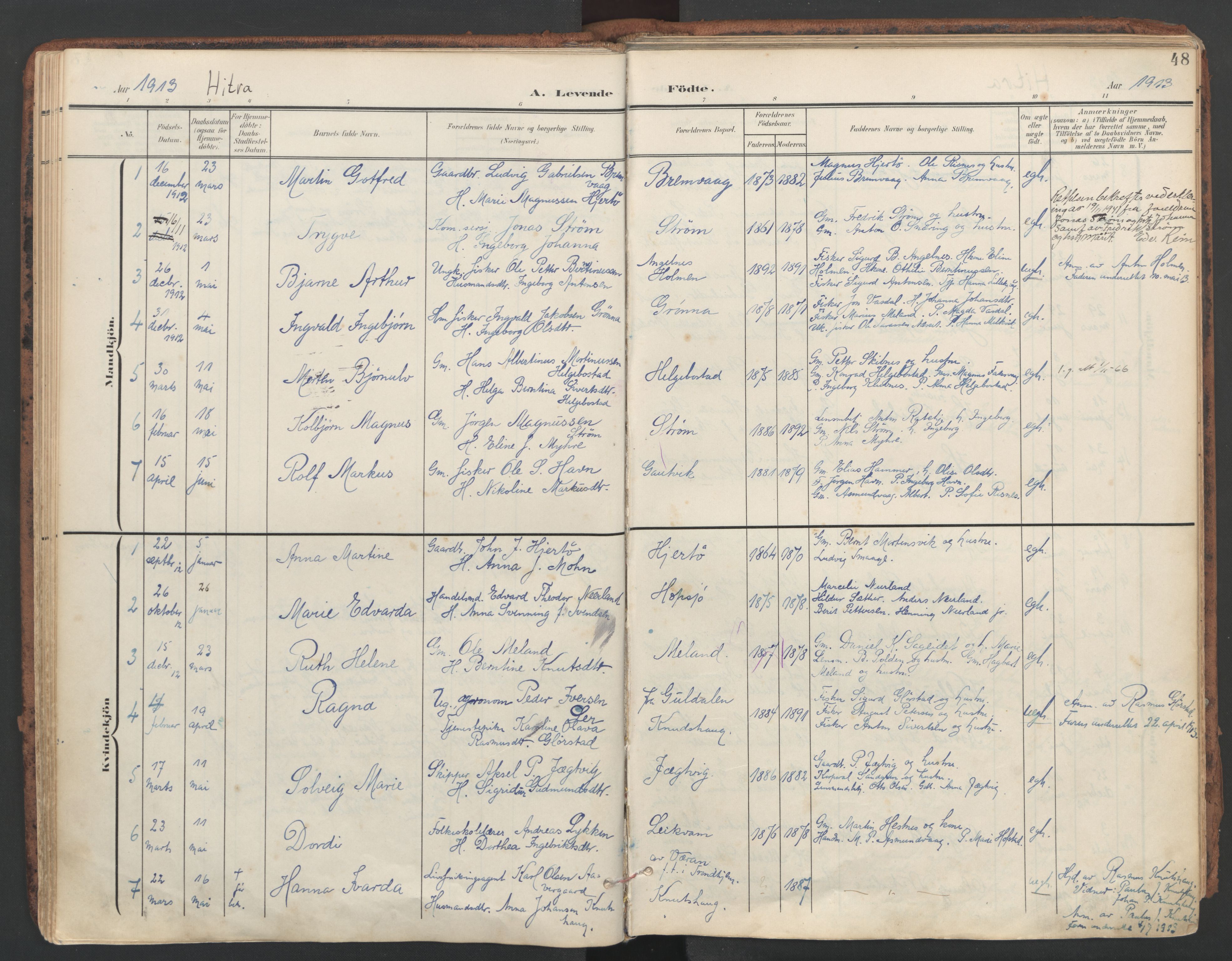 Ministerialprotokoller, klokkerbøker og fødselsregistre - Sør-Trøndelag, SAT/A-1456/634/L0537: Parish register (official) no. 634A13, 1896-1922, p. 48