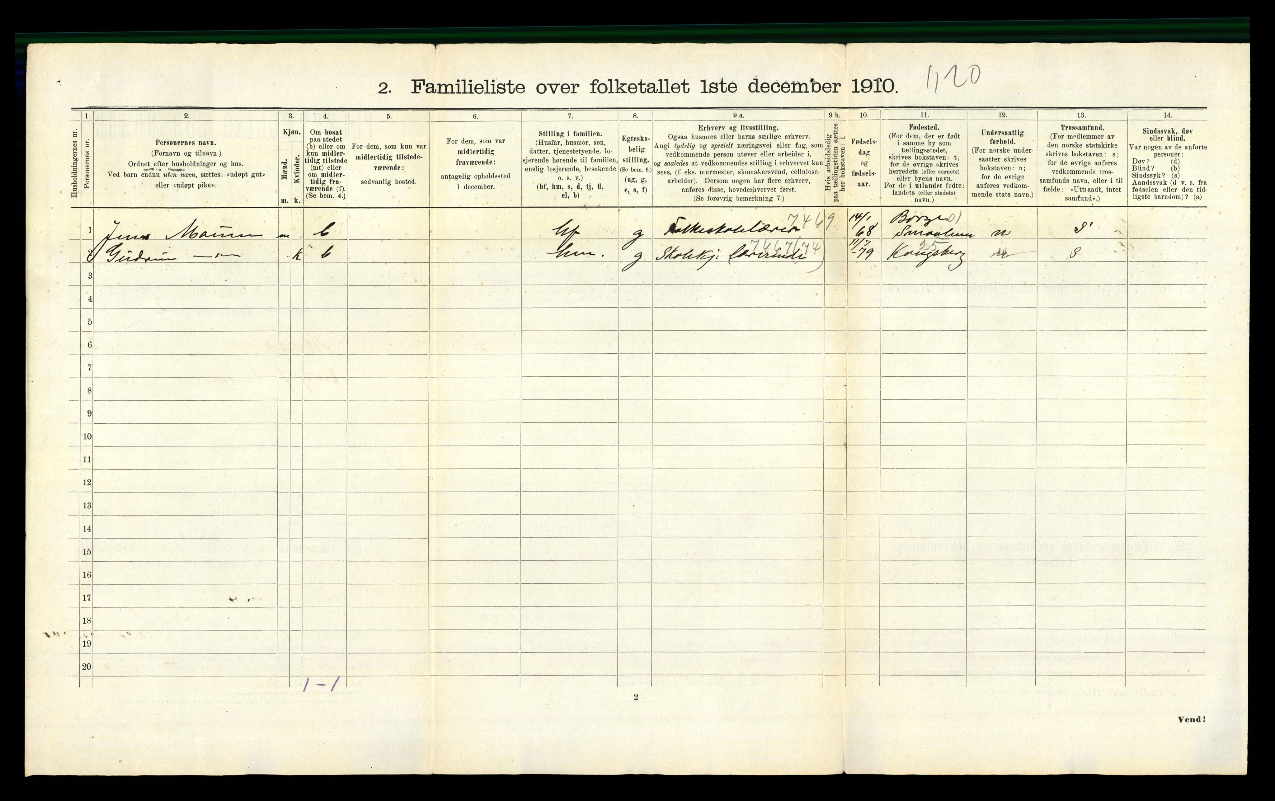 RA, 1910 census for Moss, 1910, p. 1164