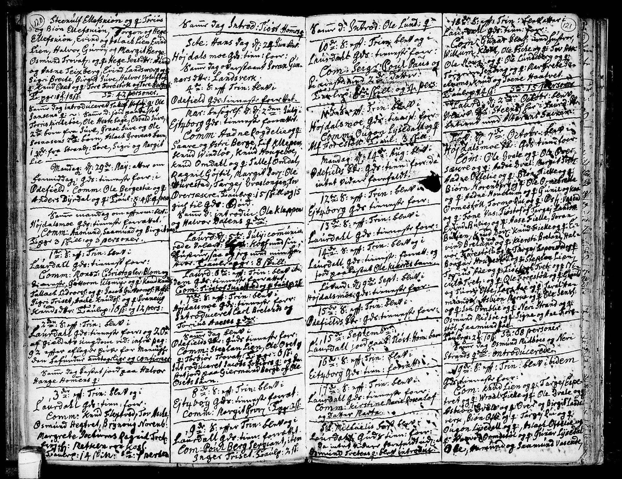 Lårdal kirkebøker, SAKO/A-284/F/Fa/L0002: Parish register (official) no. I 2, 1734-1754, p. 120-121
