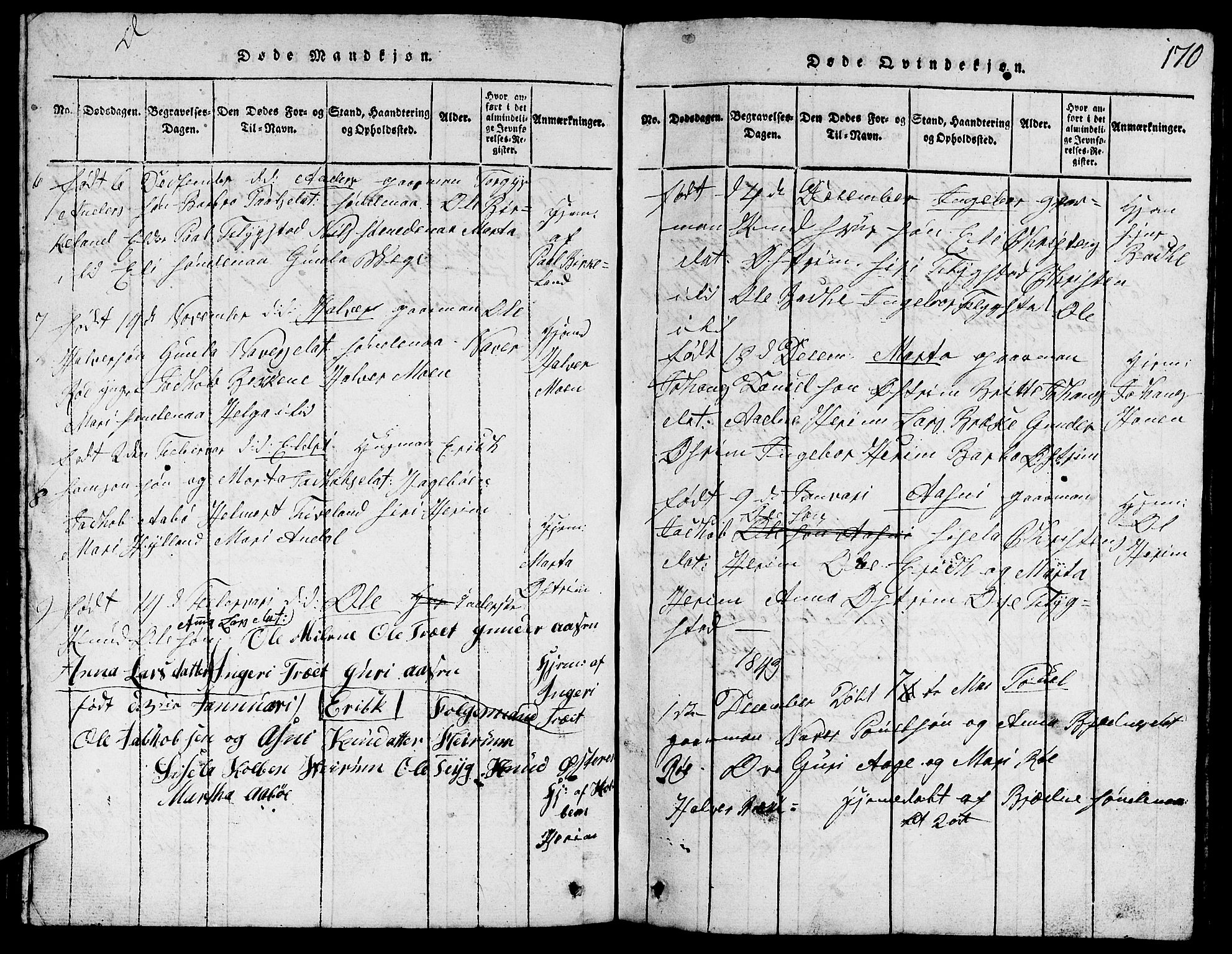 Suldal sokneprestkontor, SAST/A-101845/01/V/L0002: Parish register (copy) no. B 2, 1816-1845, p. 170