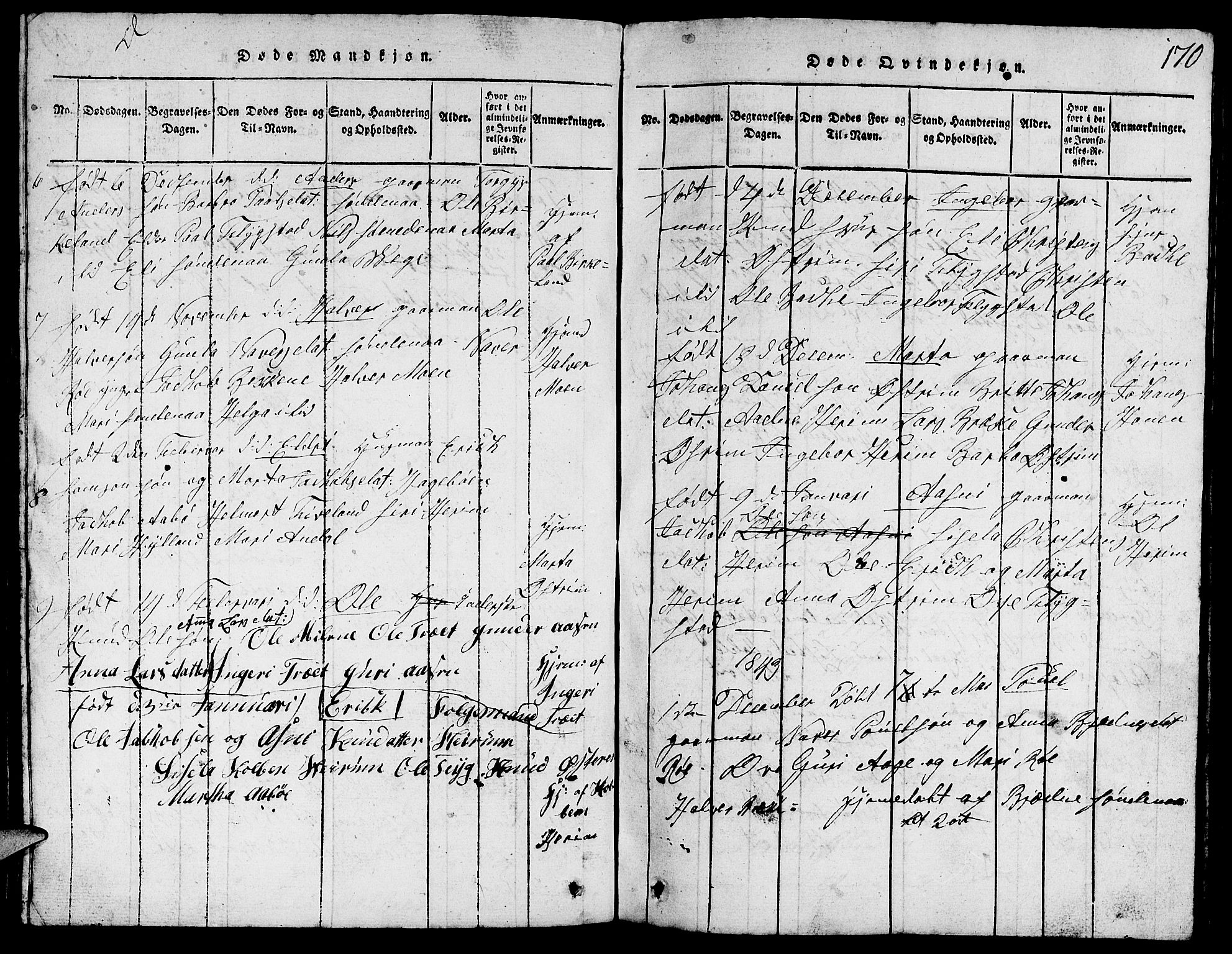 Suldal sokneprestkontor, AV/SAST-A-101845/01/V/L0002: Parish register (copy) no. B 2, 1816-1845, p. 170