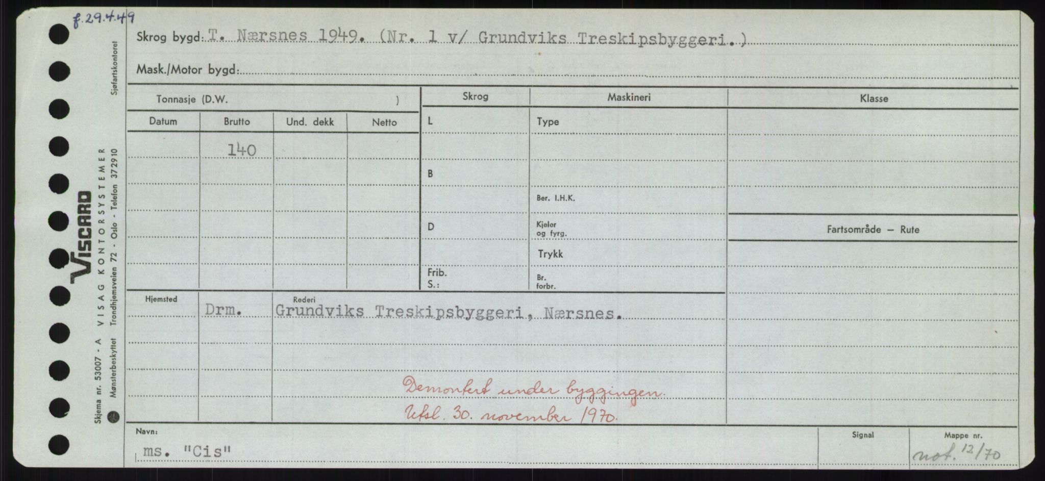 Sjøfartsdirektoratet med forløpere, Skipsmålingen, RA/S-1627/H/Hd/L0007: Fartøy, C, p. 143