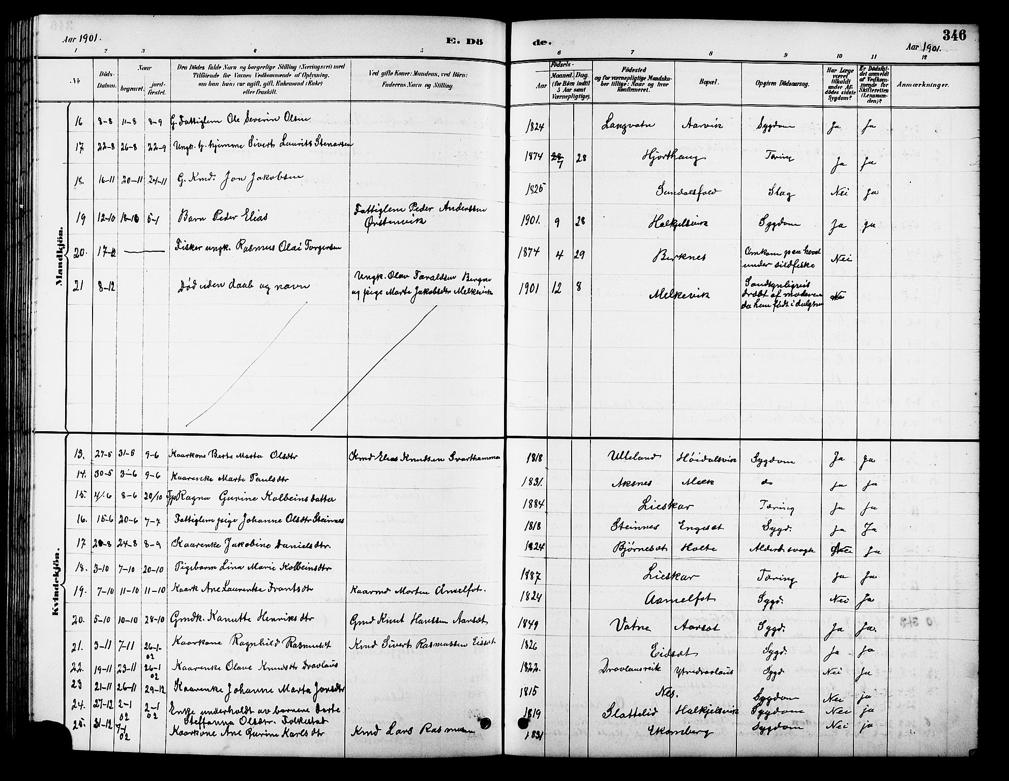 Ministerialprotokoller, klokkerbøker og fødselsregistre - Møre og Romsdal, AV/SAT-A-1454/511/L0158: Parish register (copy) no. 511C04, 1884-1903, p. 346