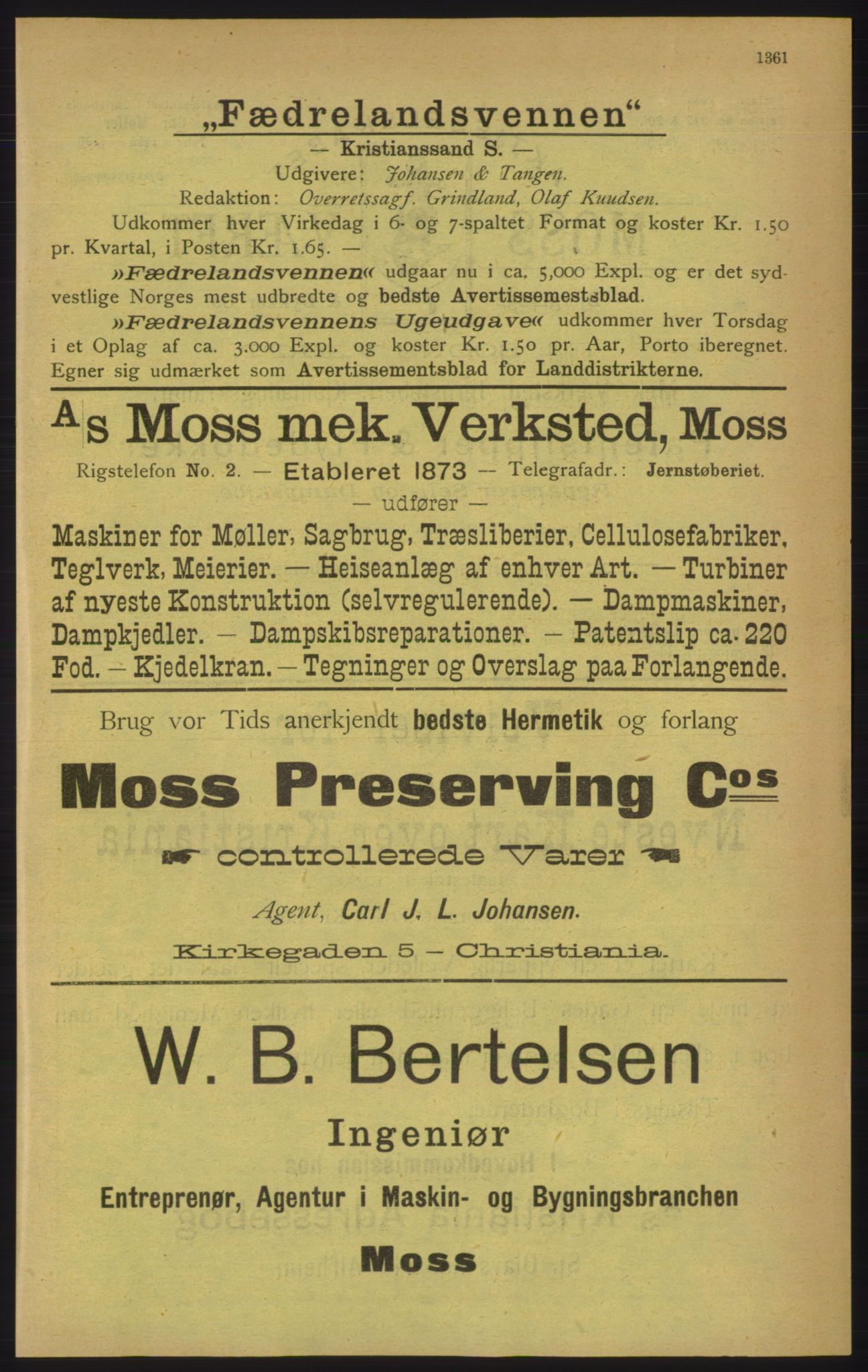 Kristiania/Oslo adressebok, PUBL/-, 1906, p. 1361