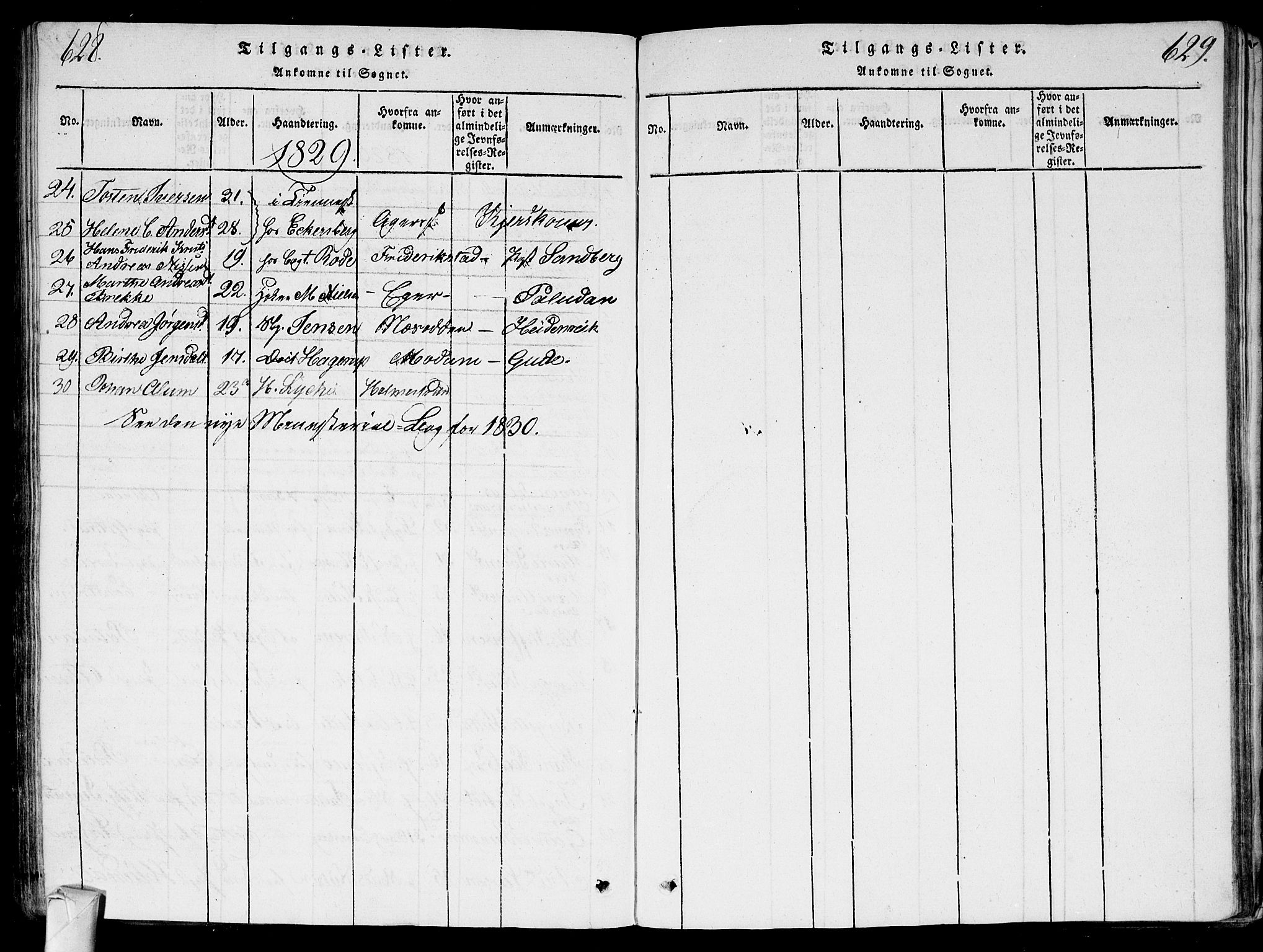 Bragernes kirkebøker, SAKO/A-6/G/Ga/L0001: Parish register (copy) no. 1, 1815-1829, p. 628-629