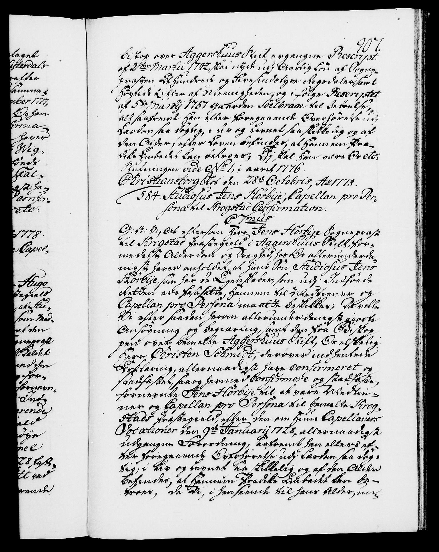 Danske Kanselli 1572-1799, AV/RA-EA-3023/F/Fc/Fca/Fcaa/L0047: Norske registre, 1776-1778, p. 907a