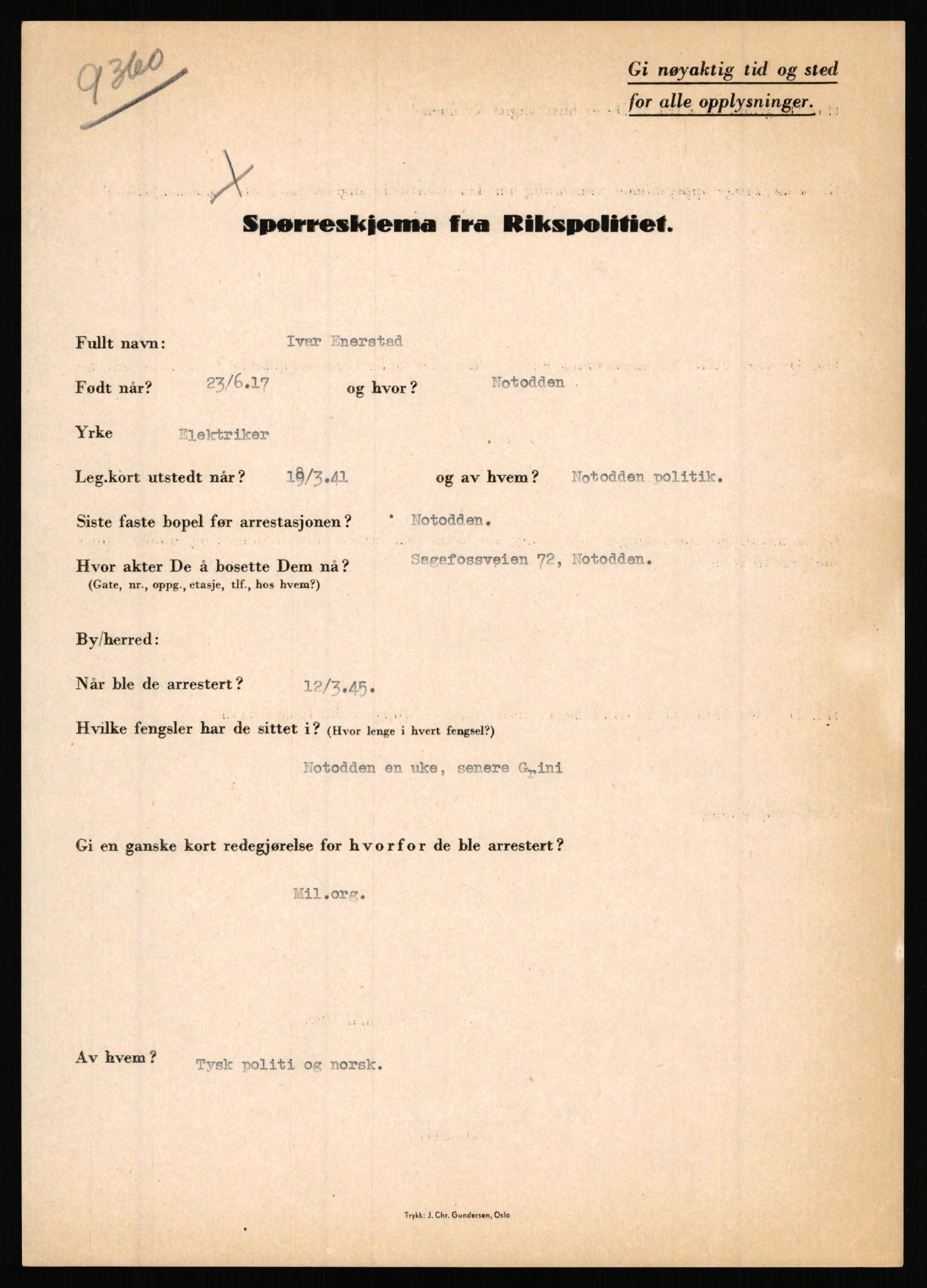 Rikspolitisjefen, AV/RA-S-1560/L/L0003: Bua, Bjarne - Erdal, Ingolf, 1940-1945, p. 1051