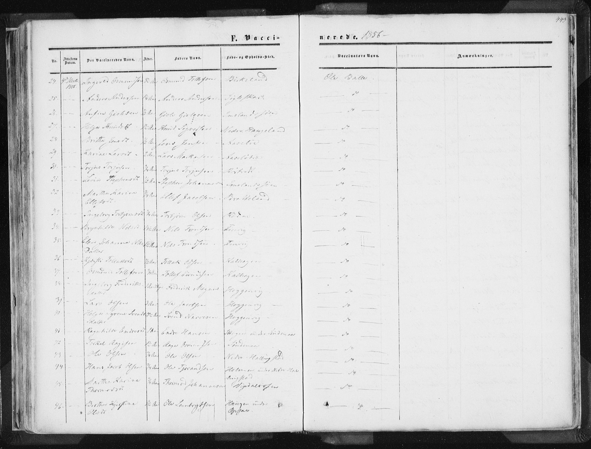 Vikedal sokneprestkontor, AV/SAST-A-101840/01/IV: Parish register (official) no. A 6.2, 1851-1867, p. 443