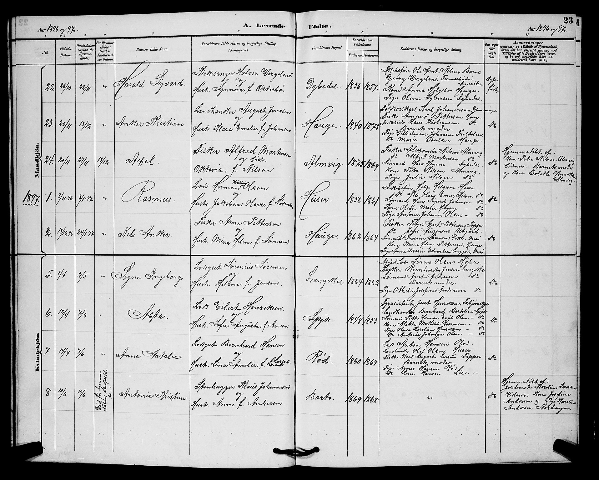 Hvaler prestekontor Kirkebøker, SAO/A-2001/G/Gb/L0001: Parish register (copy) no. II 1, 1892-1904, p. 23