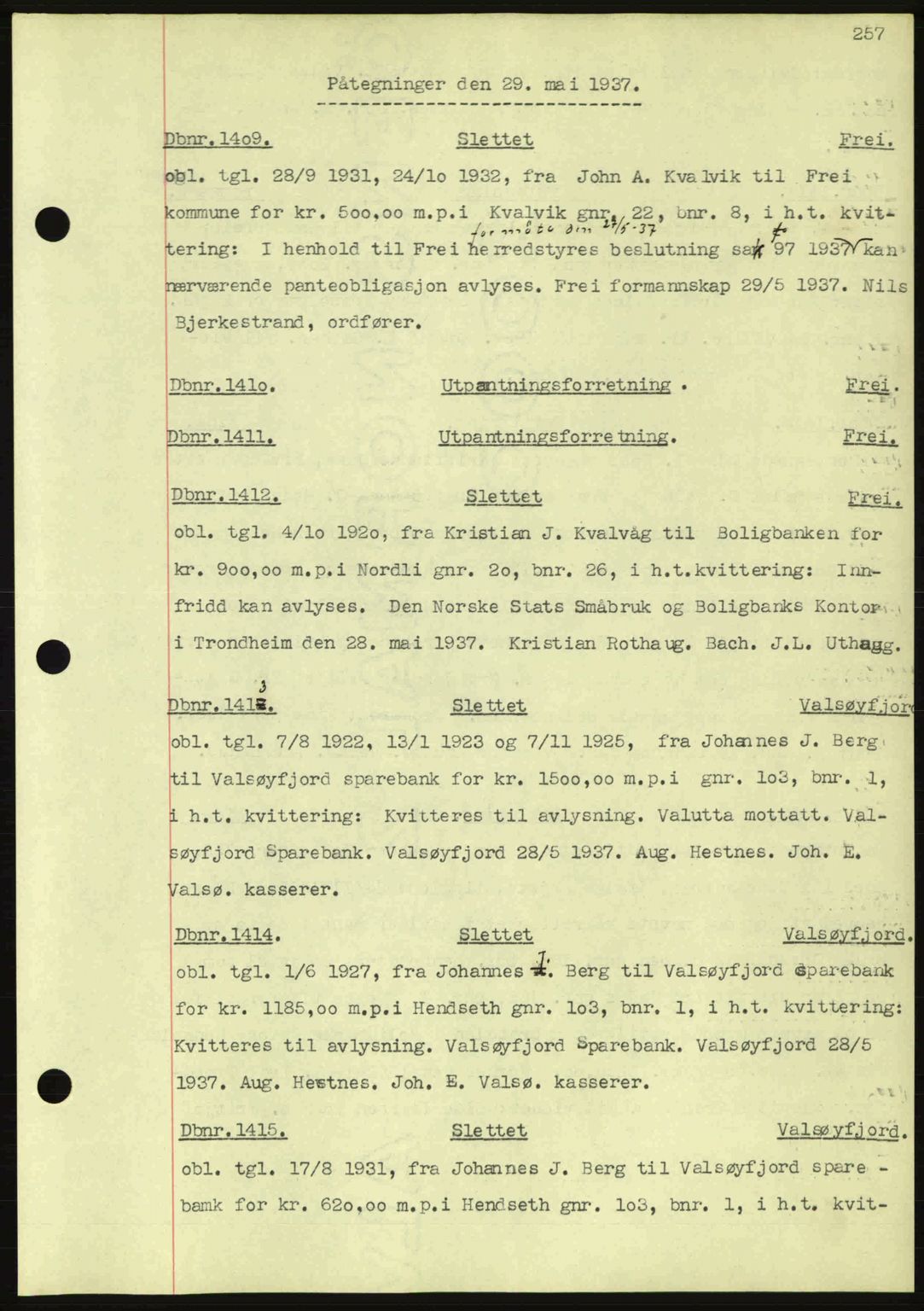 Nordmøre sorenskriveri, AV/SAT-A-4132/1/2/2Ca: Mortgage book no. C80, 1936-1939, Diary no: : 1409/1937