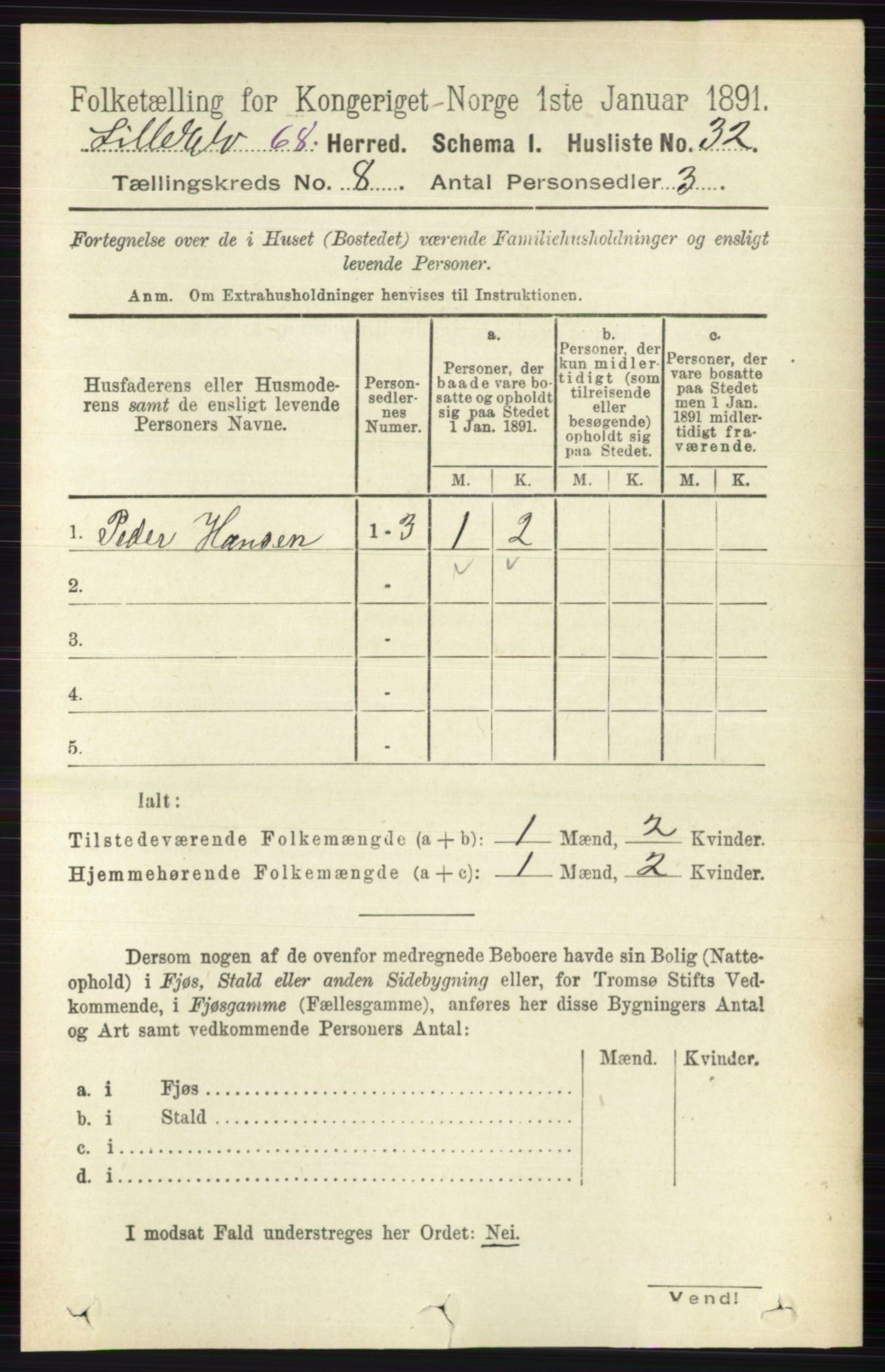 RA, 1891 census for 0438 Lille Elvedalen, 1891, p. 2460