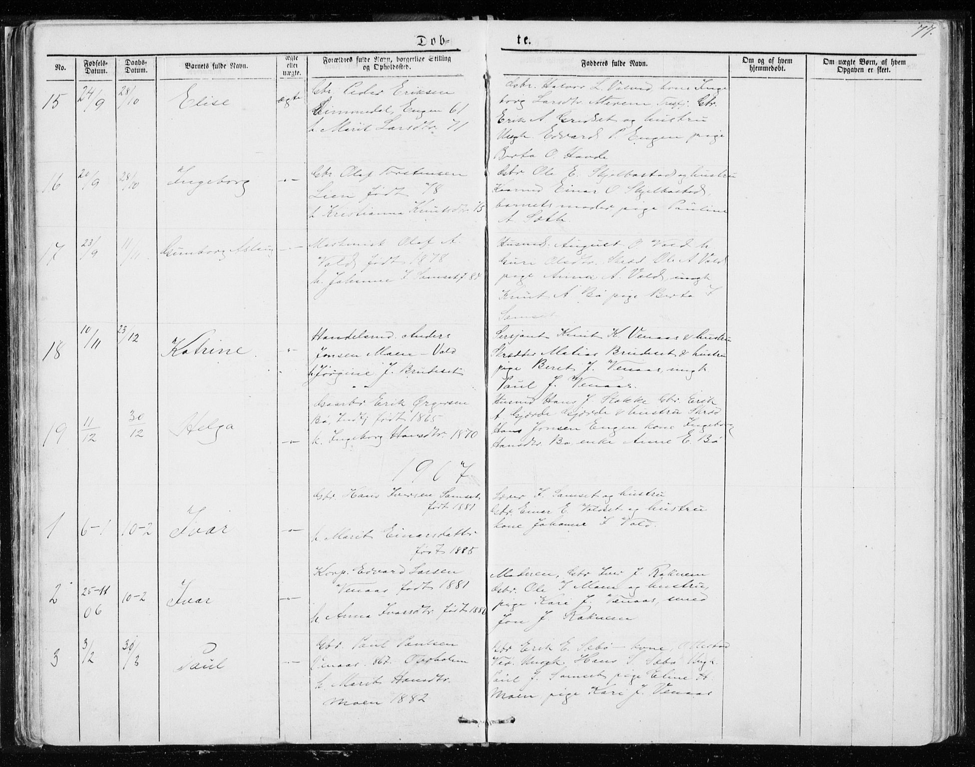 Ministerialprotokoller, klokkerbøker og fødselsregistre - Møre og Romsdal, SAT/A-1454/543/L0564: Parish register (copy) no. 543C02, 1867-1915, p. 77