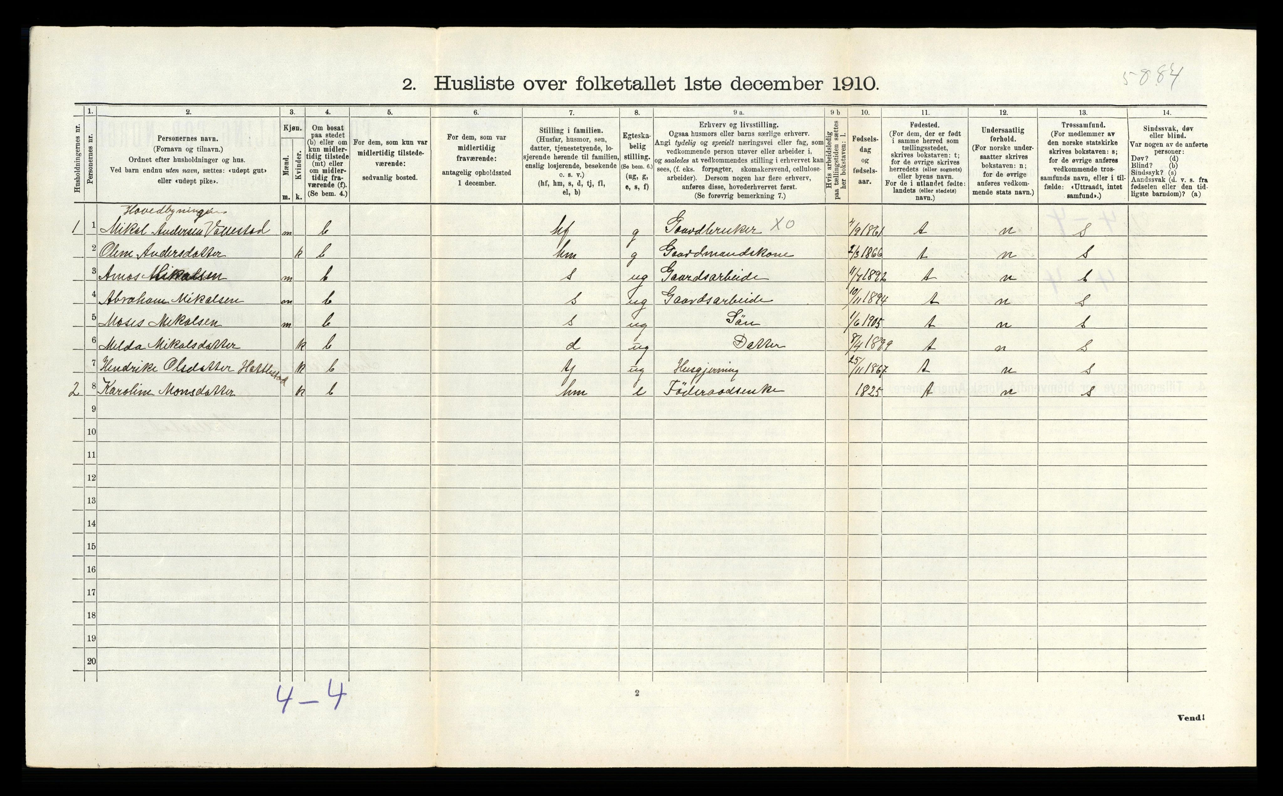 RA, 1910 census for Indre Holmedal, 1910, p. 271