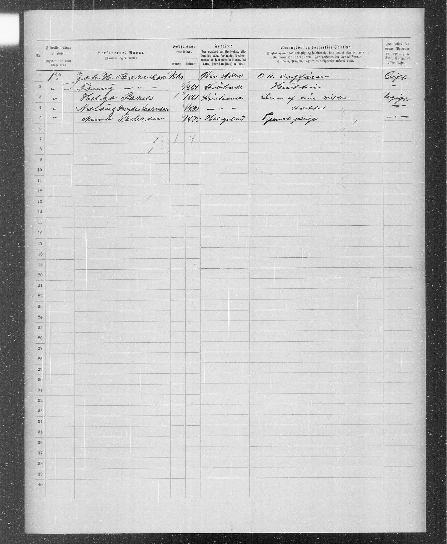 OBA, Municipal Census 1899 for Kristiania, 1899, p. 298