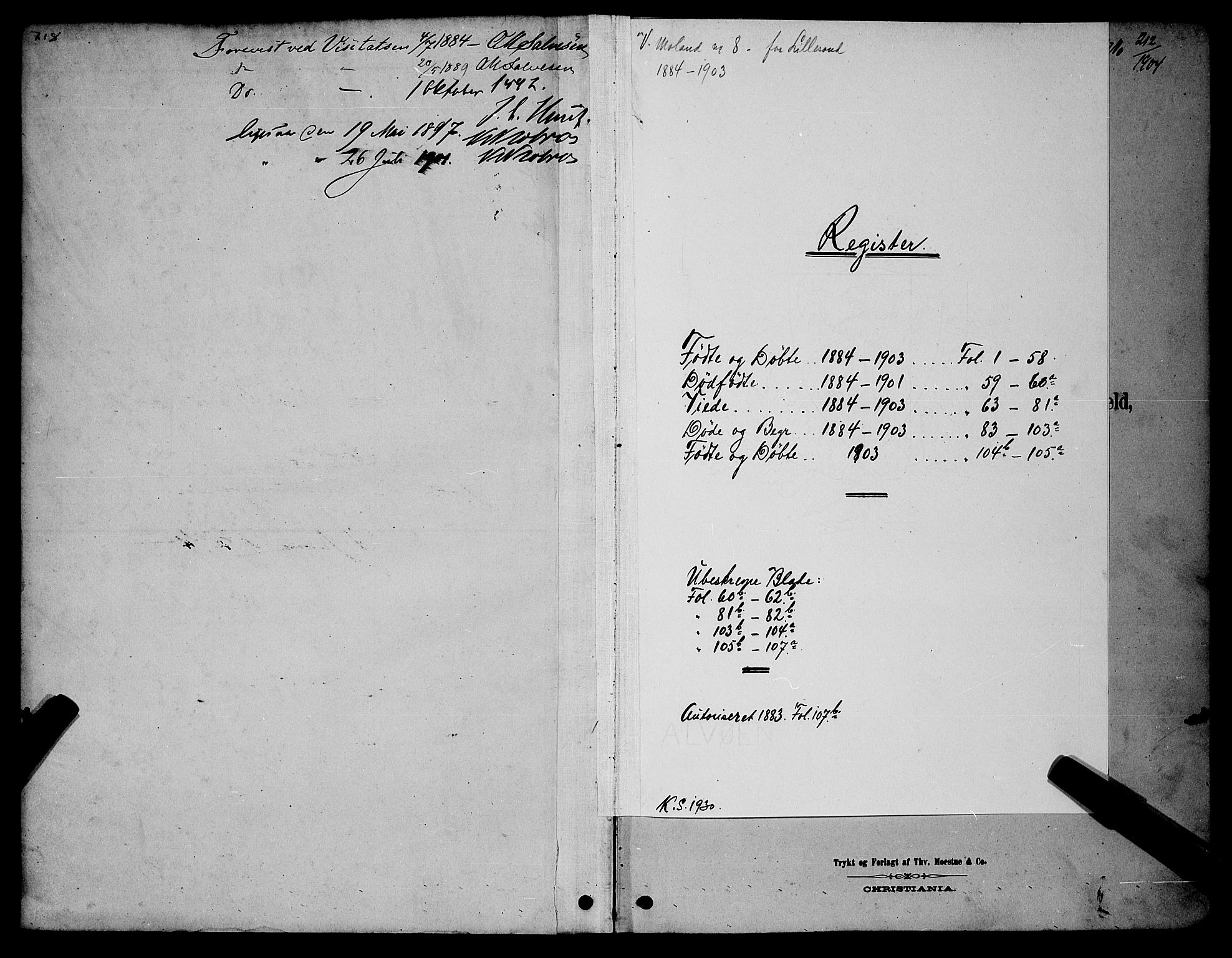 Vestre Moland sokneprestkontor, SAK/1111-0046/F/Fb/Fba/L0001: Parish register (copy) no. B 1, 1884-1903