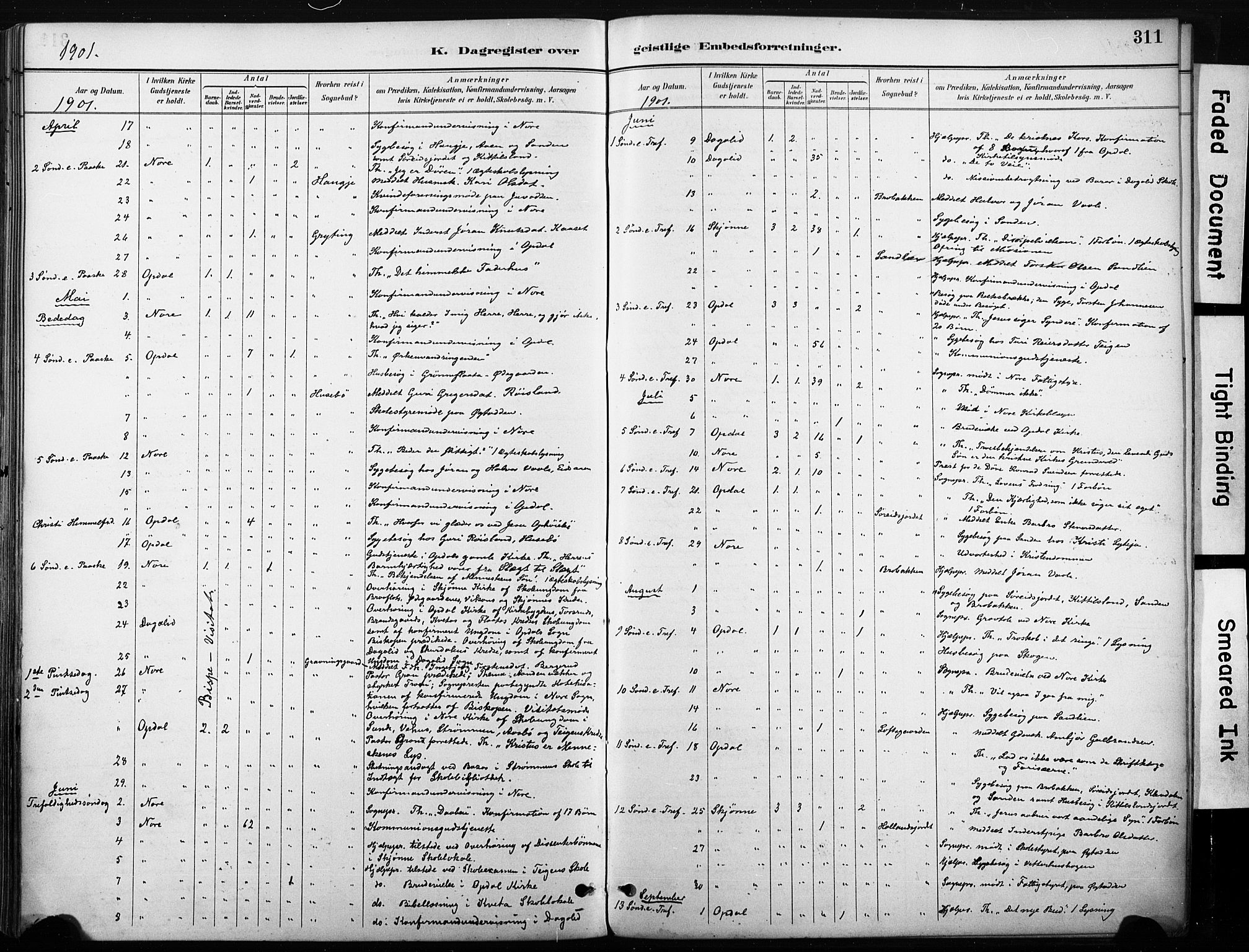 Nore kirkebøker, AV/SAKO-A-238/F/Fb/L0002: Parish register (official) no. II 2, 1886-1906, p. 311