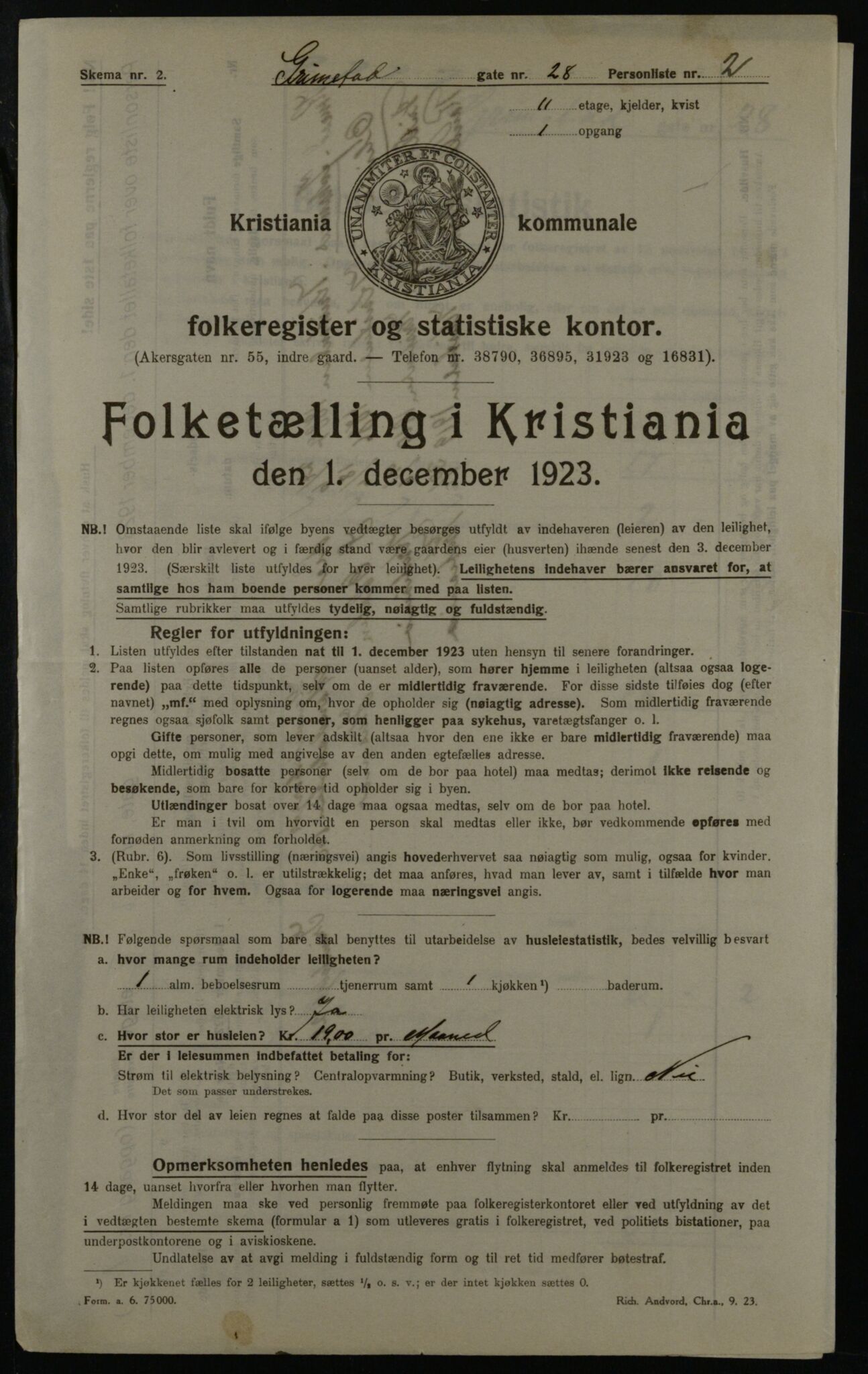 OBA, Municipal Census 1923 for Kristiania, 1923, p. 34039