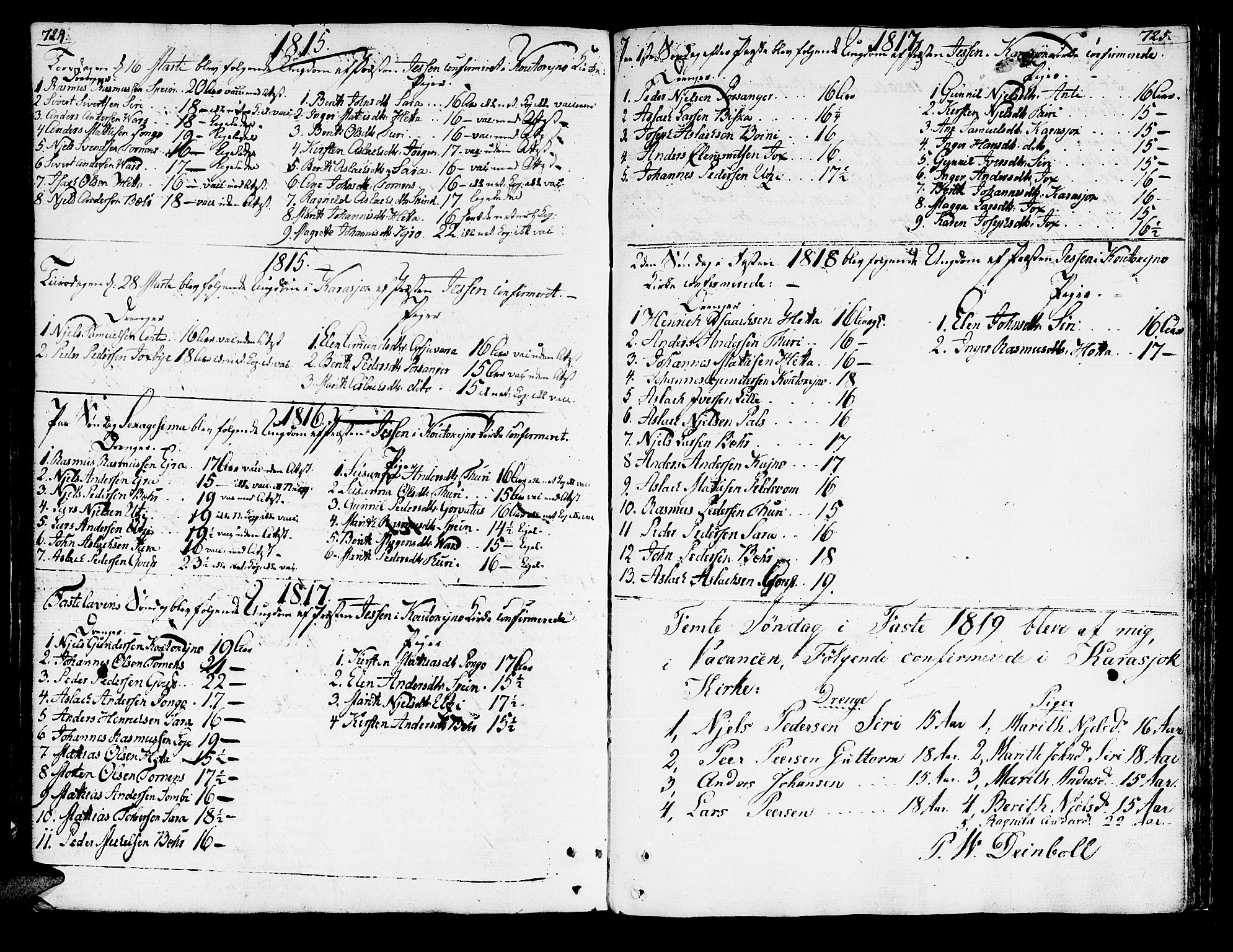 Kistrand/Porsanger sokneprestembete, SATØ/S-1351/H/Ha/L0009.kirke: Parish register (official) no. 9, 1805-1821, p. 724-725
